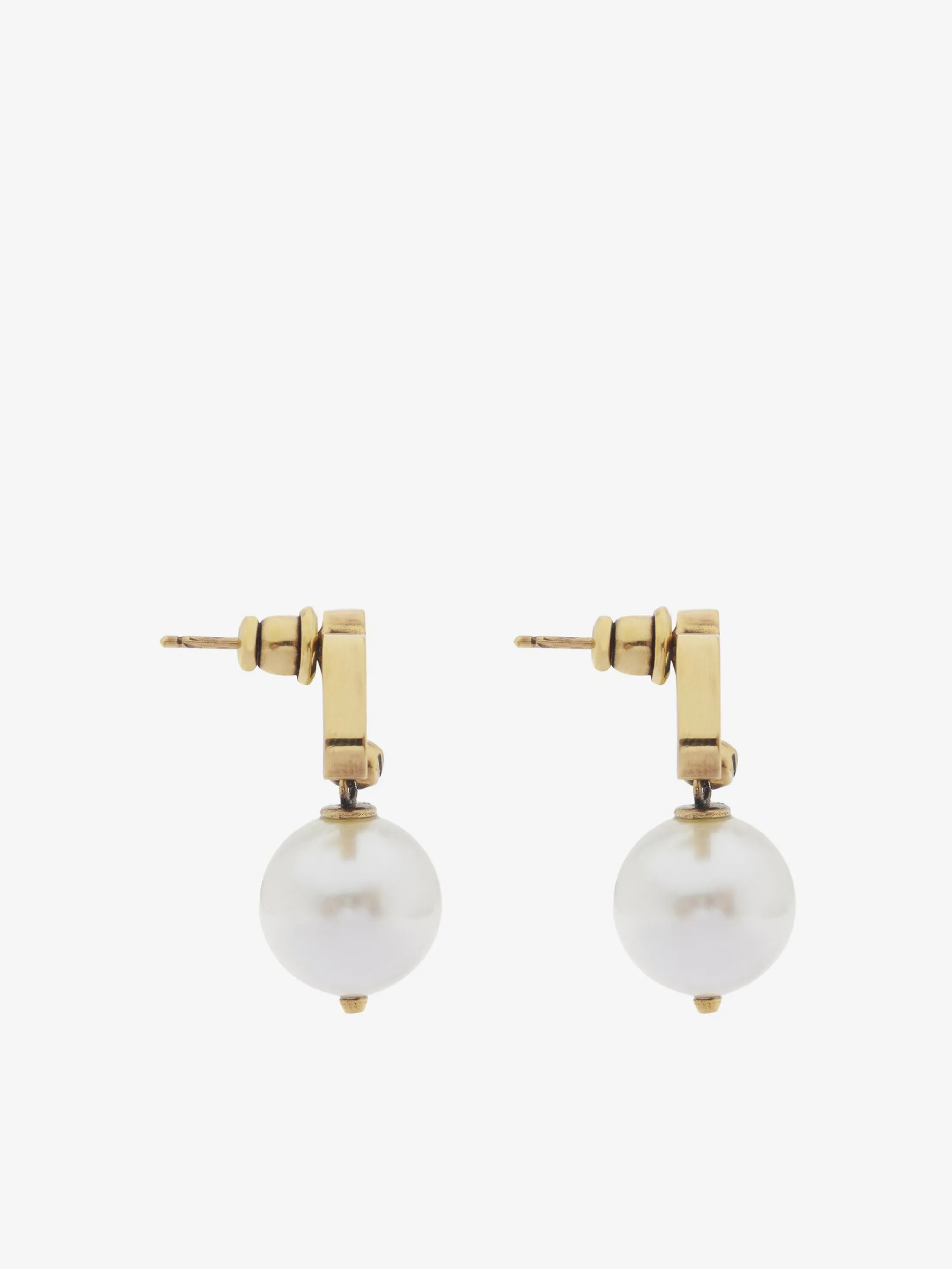 Shop Alexander McQueen Women's Seal Logo Pearl Earrings in Gold