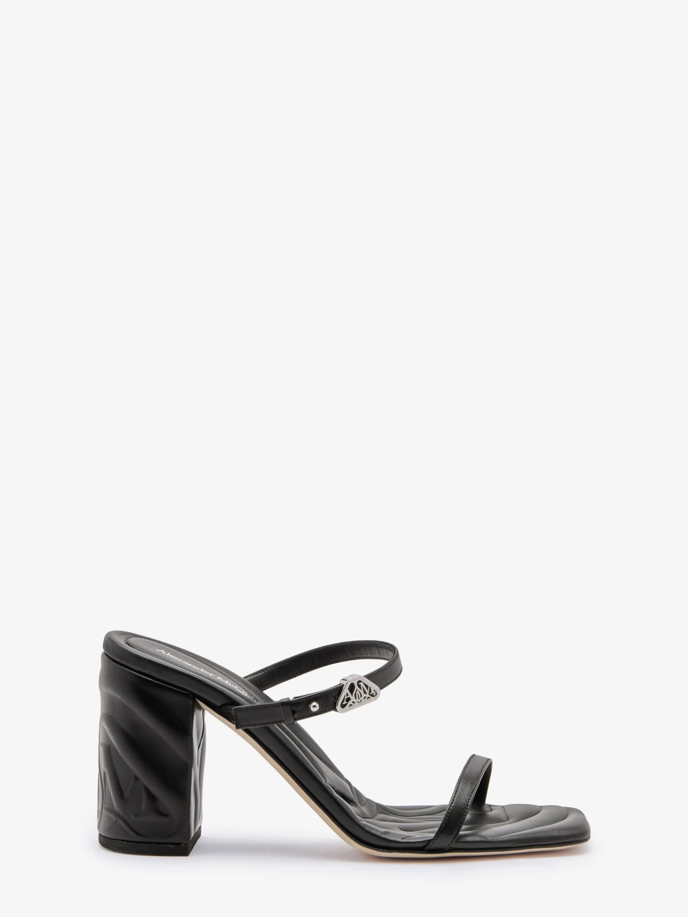 Outlet Alexander McQueen Women's Seal Strap Mule in Black/Silver