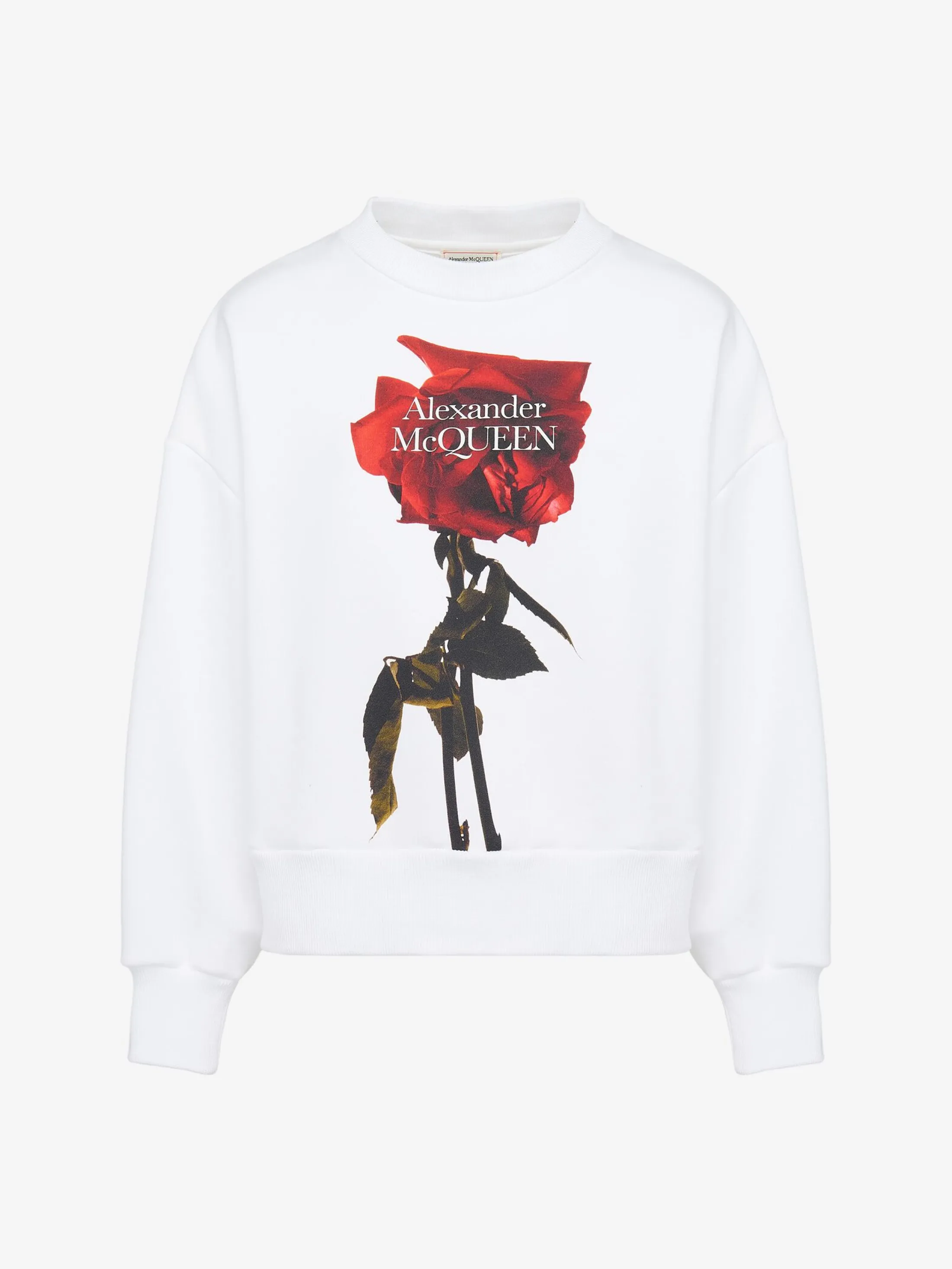 Fashion Alexander McQueen Women's Shadow Rose Cocoon Sleeve Sweatshirt in White