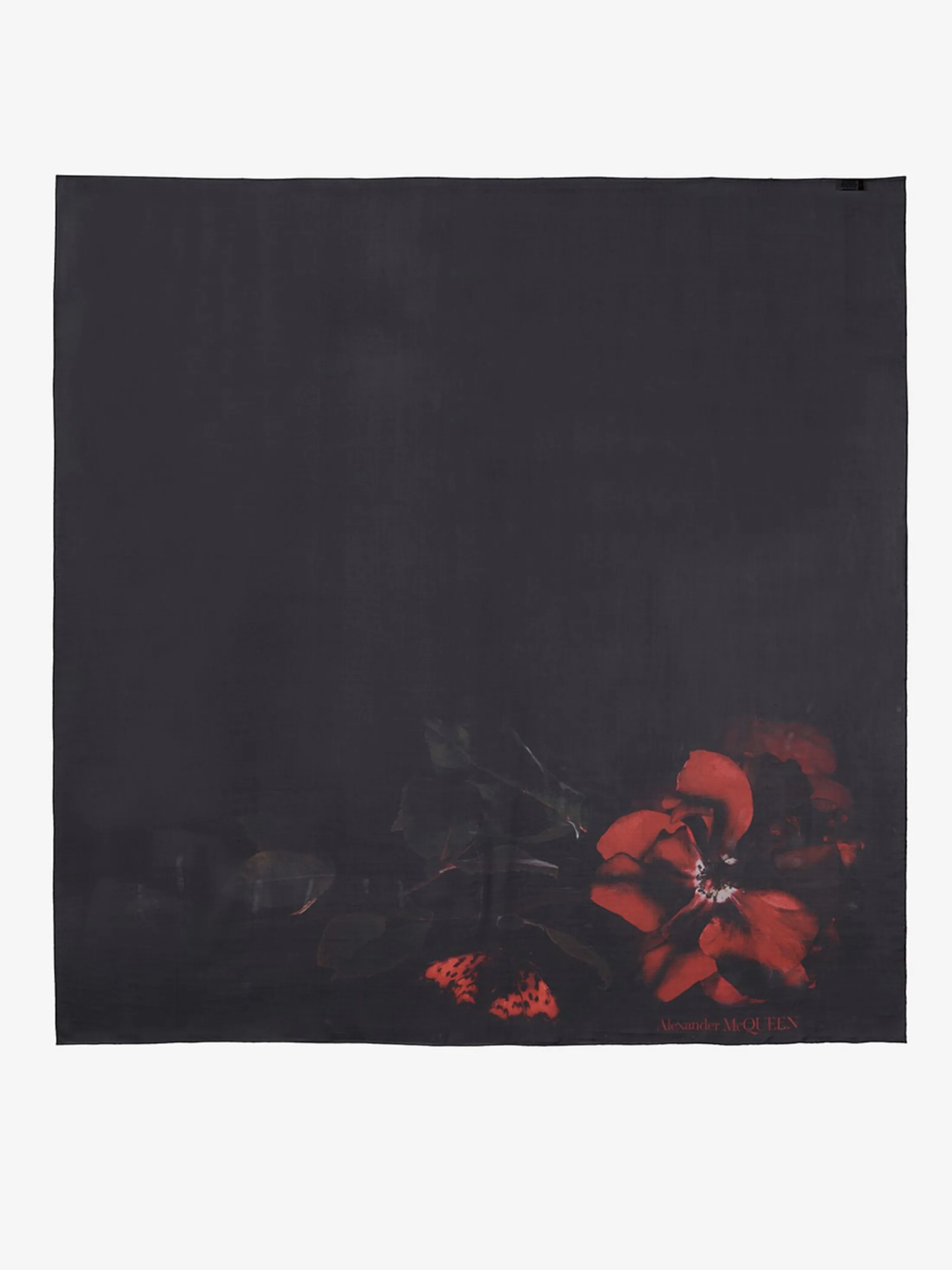 New Alexander McQueen Women's Shadow Rose Shawl in Black/Red/Green