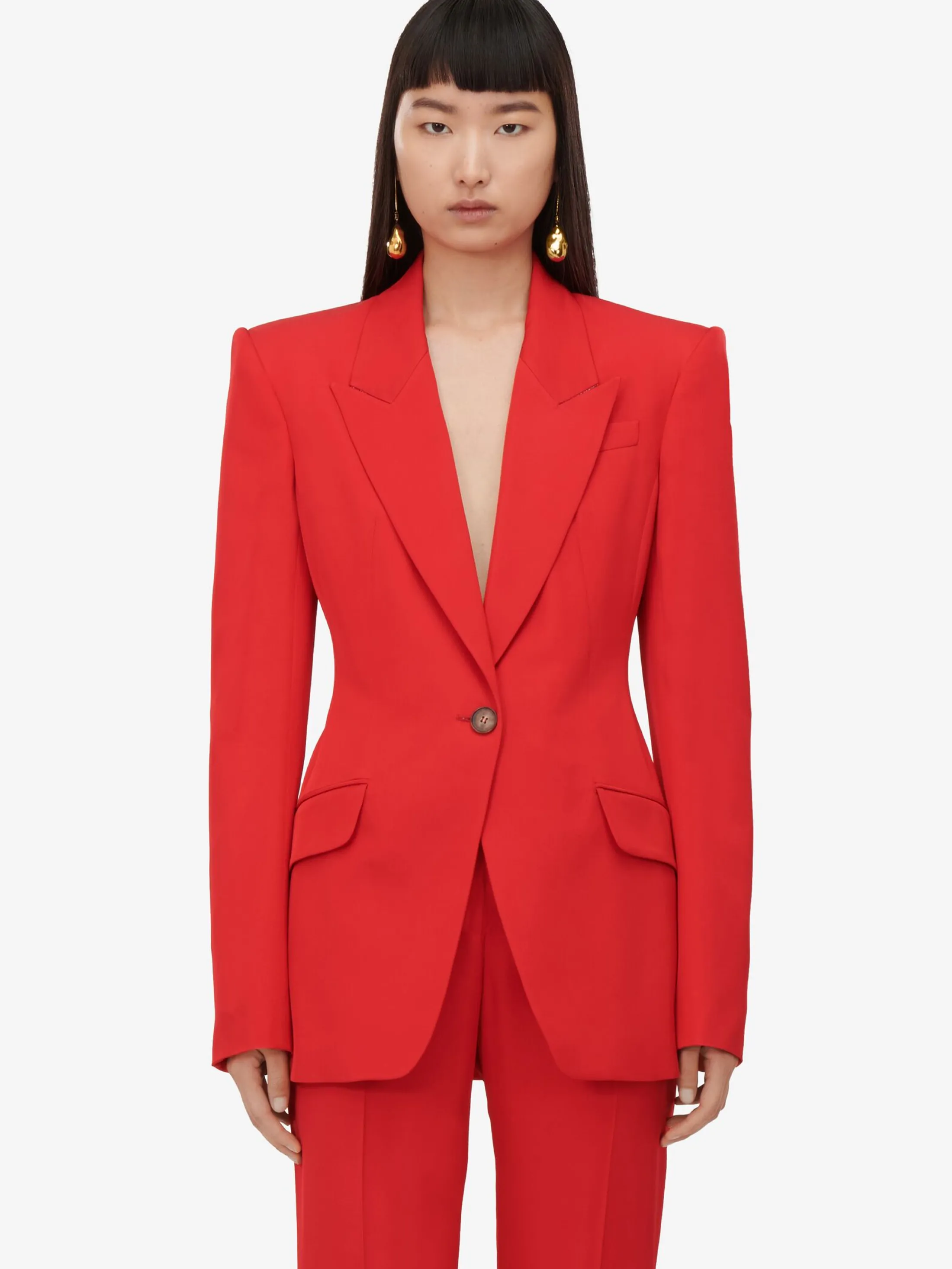 Cheap Alexander McQueen Women's Single-breasted Jacket in Lust Red