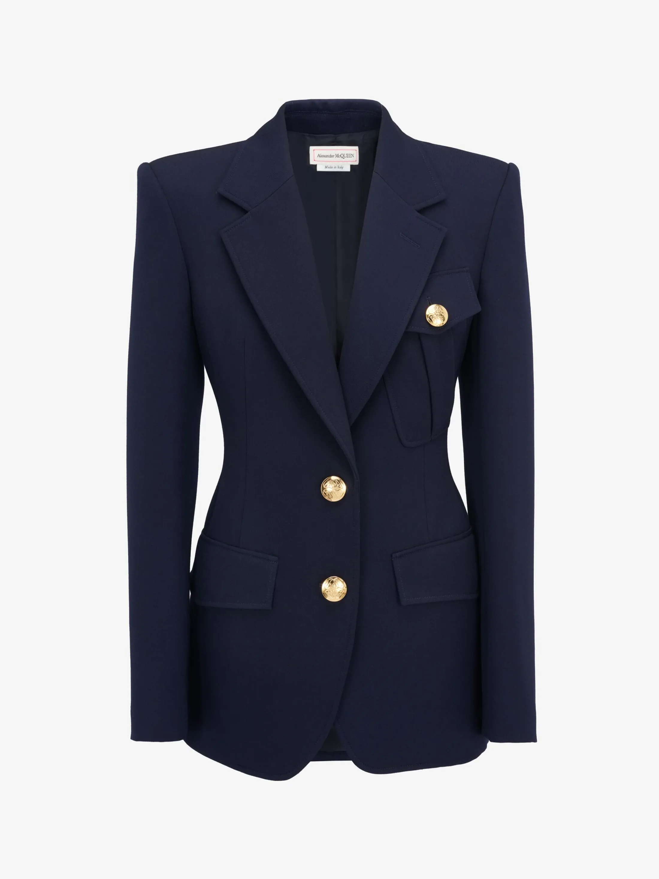 Store Alexander McQueen Women's Single-breasted Military Jacket in Navy