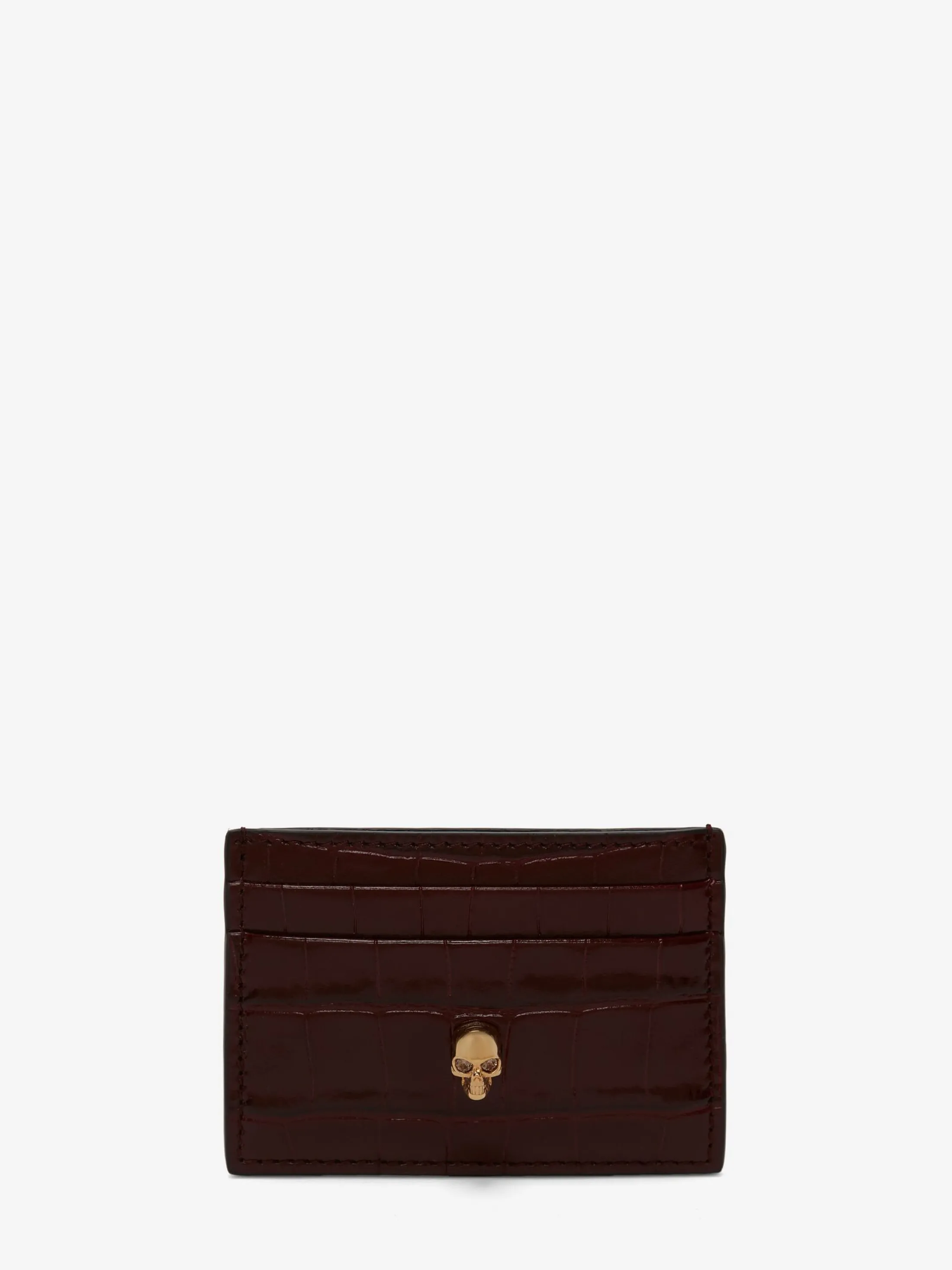 Cheap Alexander McQueen Women's Skull Card Holder in Burgundy