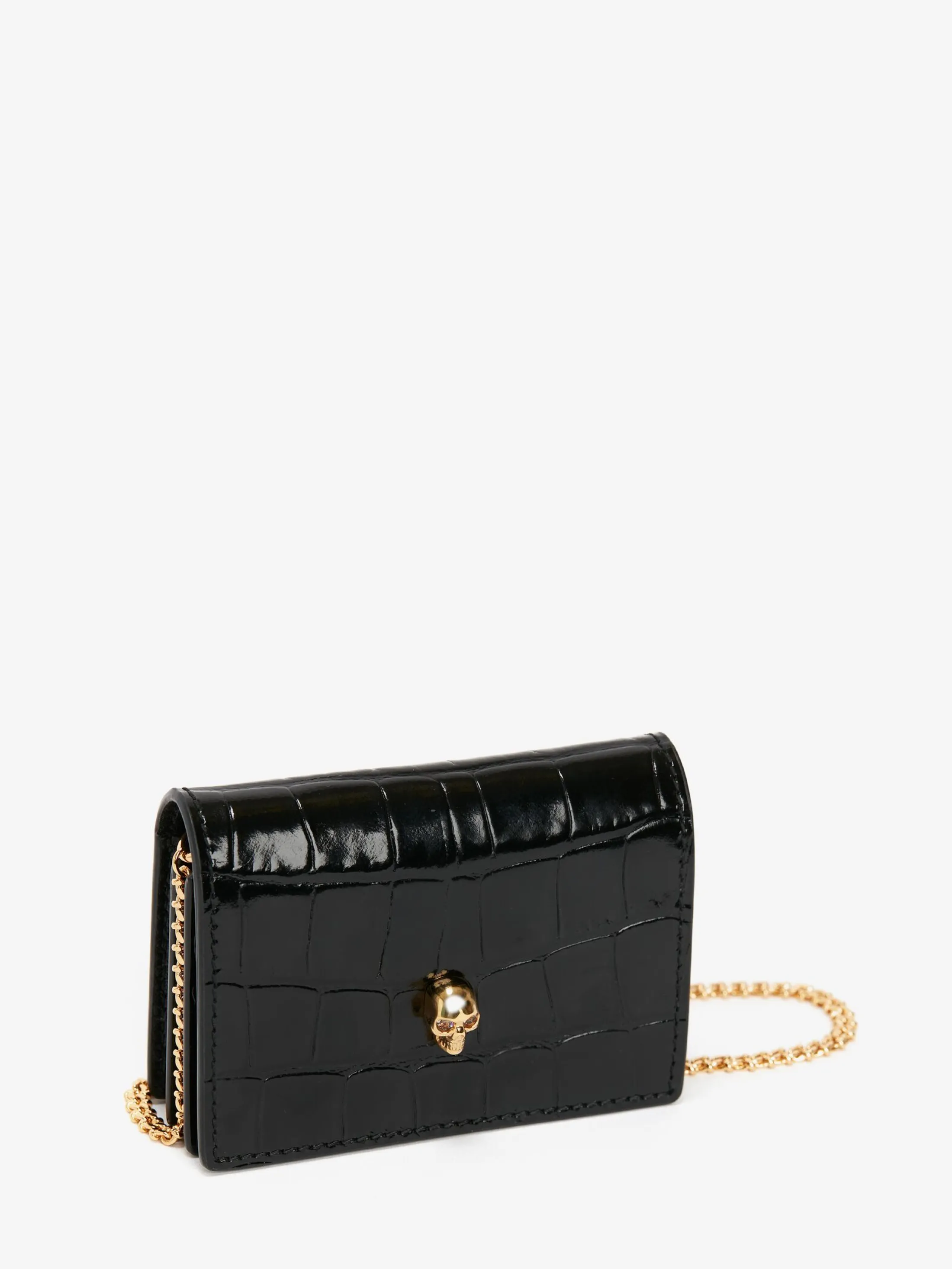 Online Alexander McQueen Women's Skull Card Holder With Chain in Black