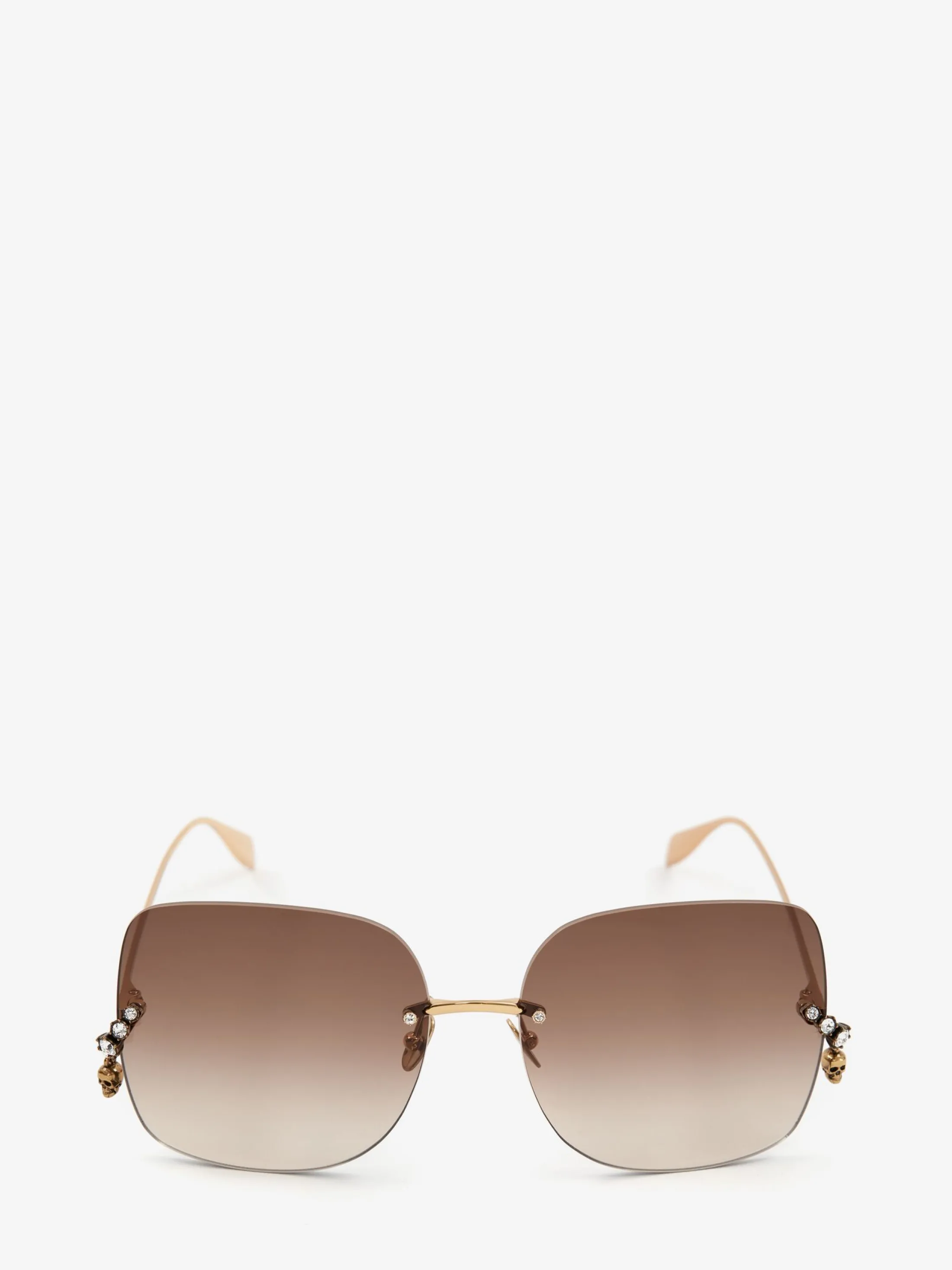 Online Alexander McQueen Women's Skull Pendant Jewelled Sunglasses in Antique Gold