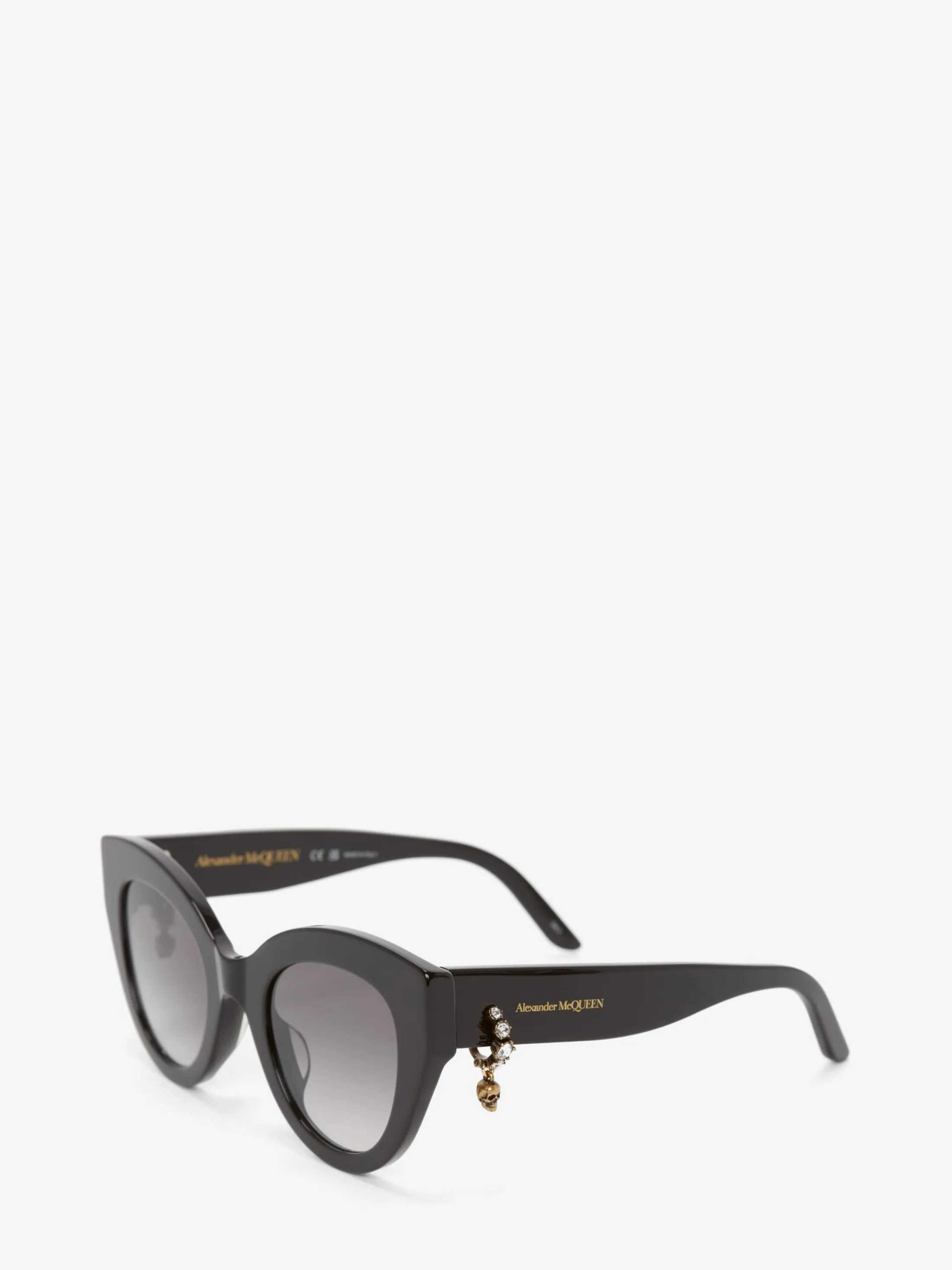 Fashion Alexander McQueen Women's Skull Pendant Jewelled Sunglasses in Black