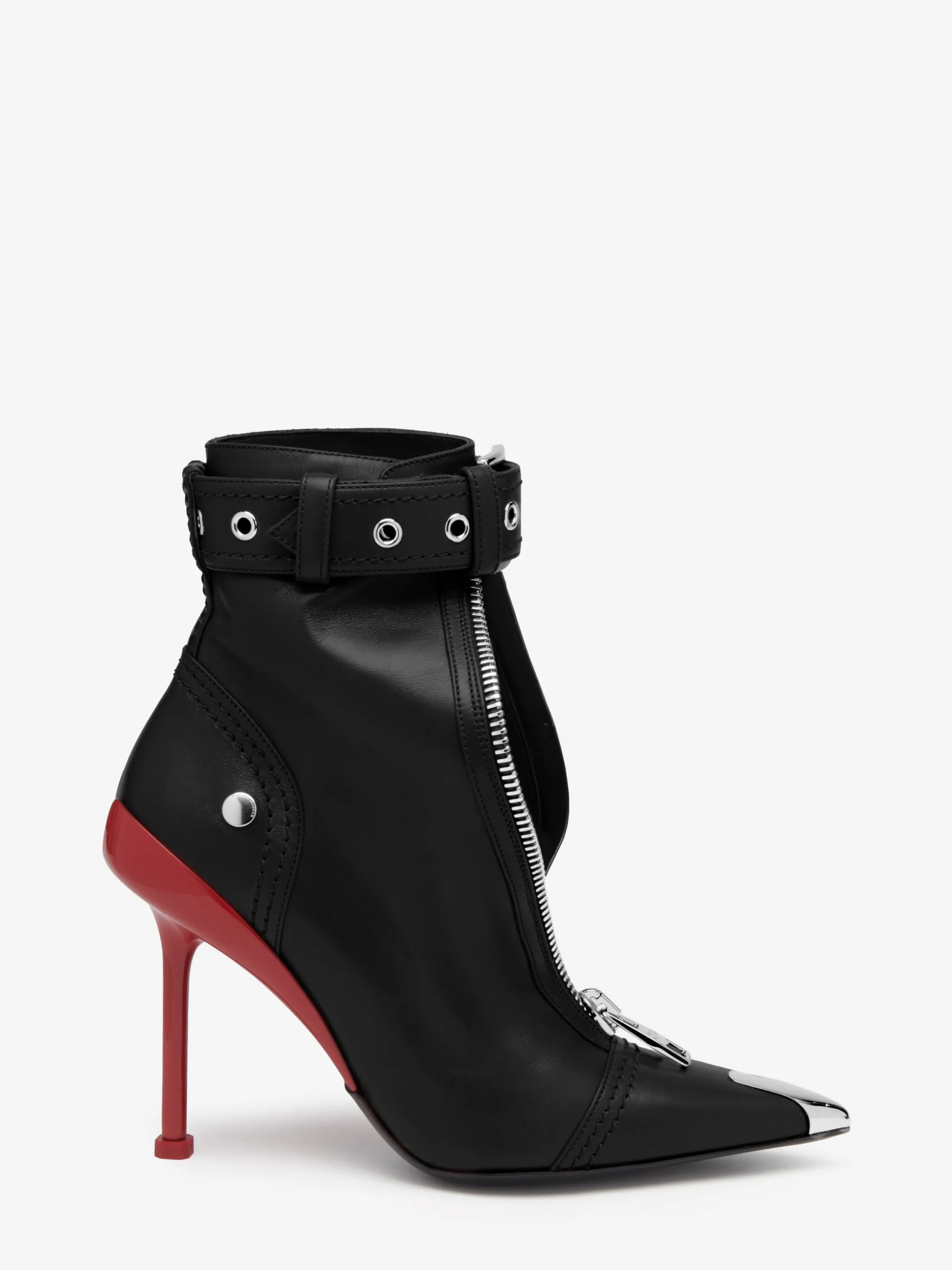 Hot Alexander McQueen Women's Slash Biker Boot in Black/Silver/Blood Red