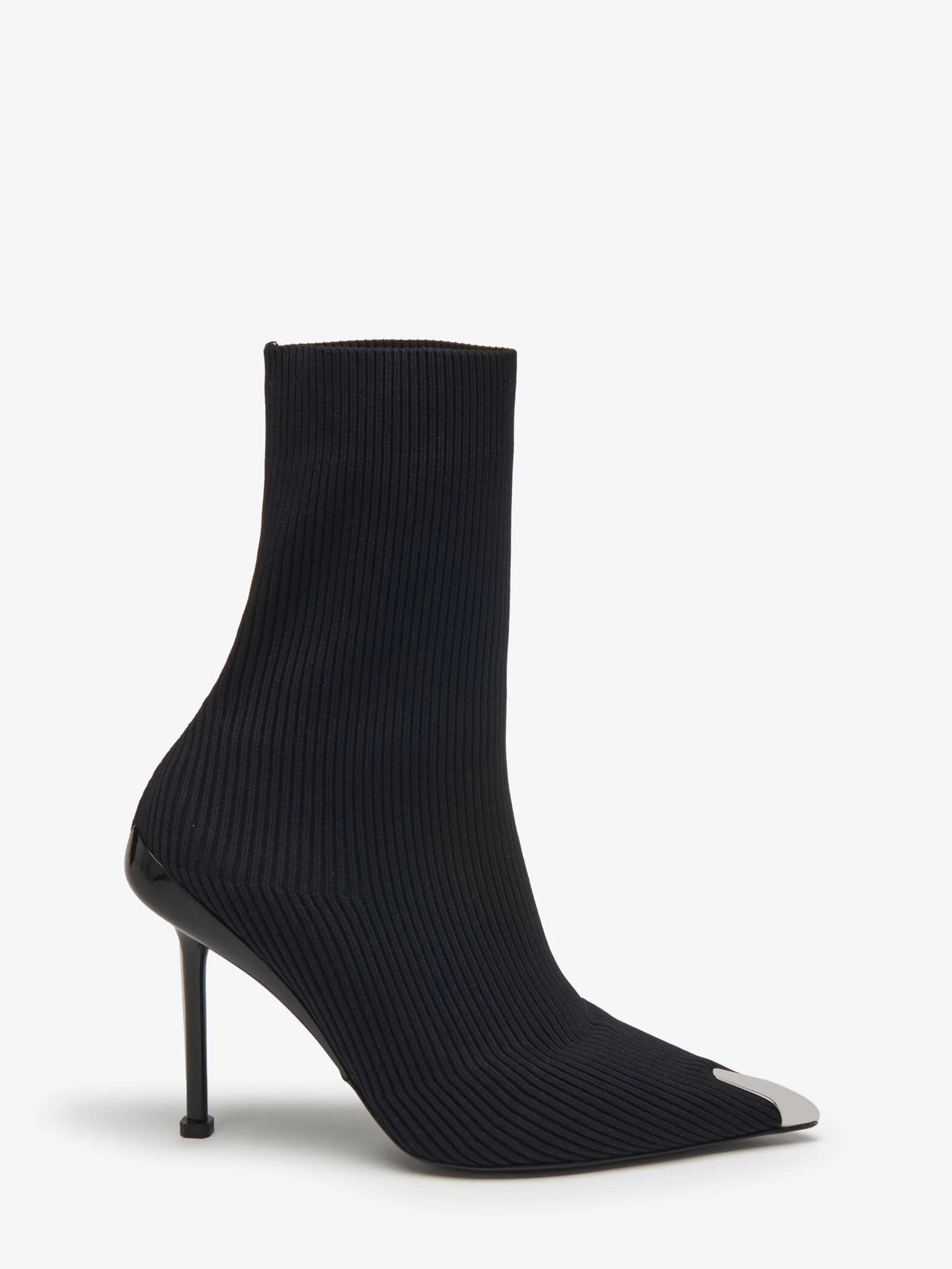 Best Sale Alexander McQueen Women's Slash Knit Boot in Black/Silver