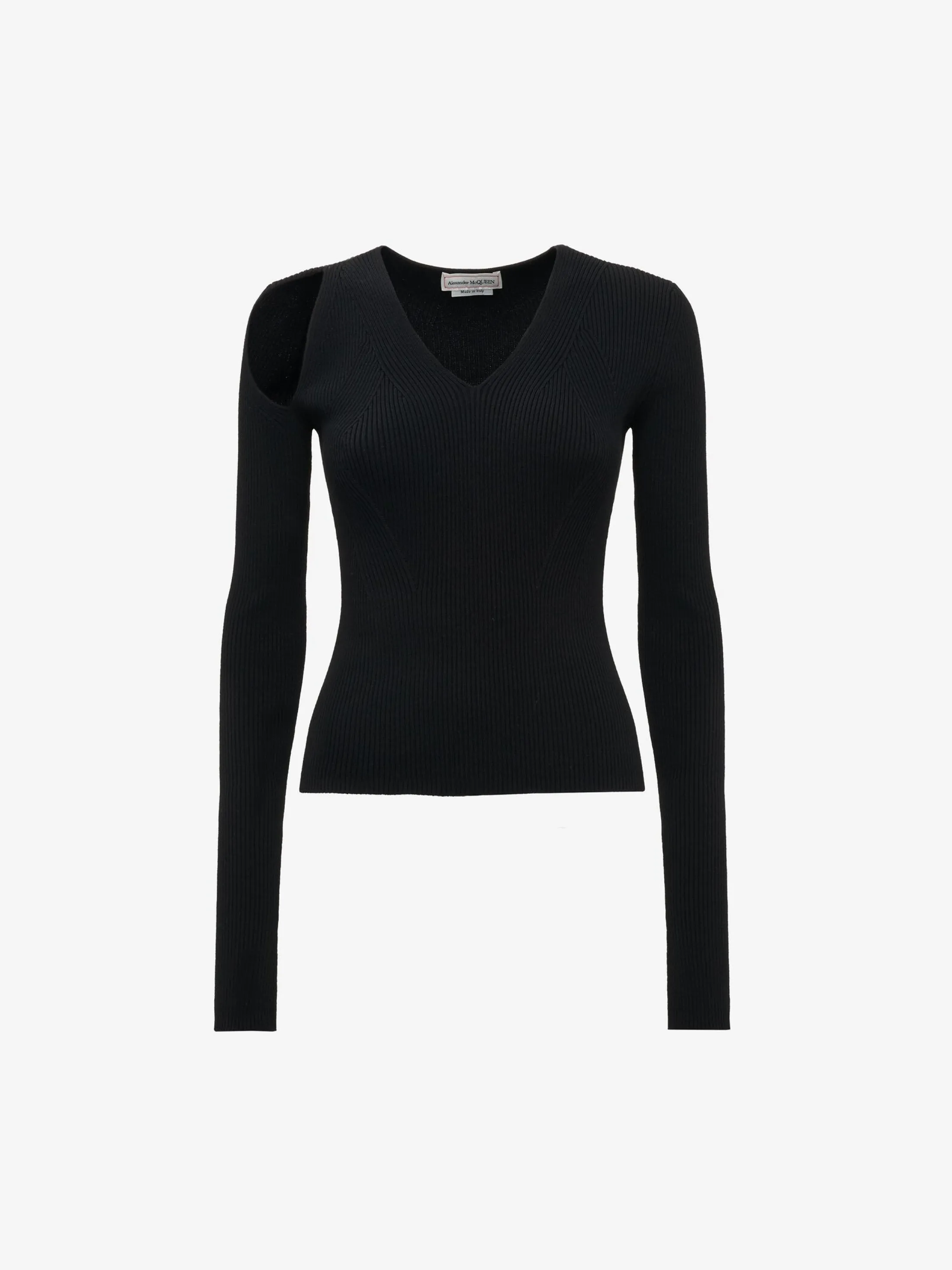 Best Sale Alexander McQueen Women's Slashed Ribbed-knit Jumper in Black