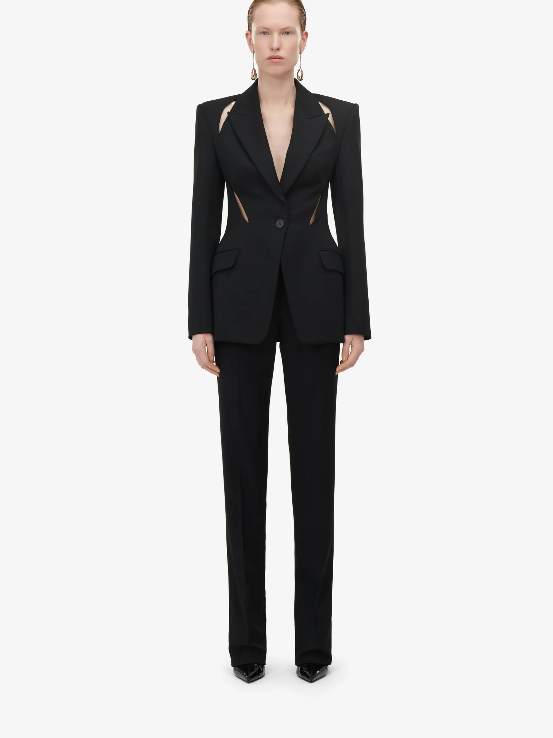 Shop Alexander McQueen Women's Slashed Single-breasted Jacket in Black