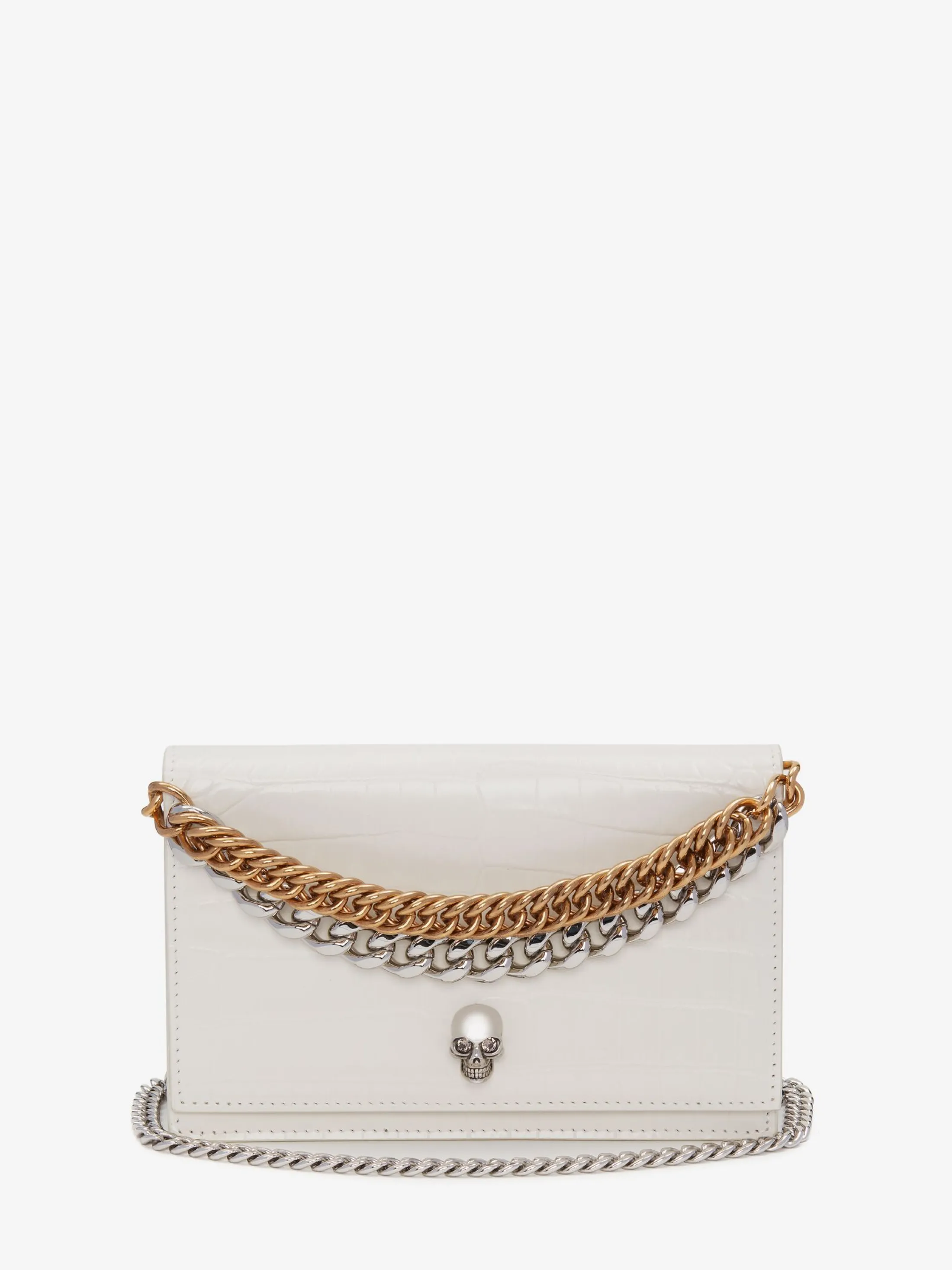 Store Alexander McQueen Women's Small Skull Bag With Chain in Ivory