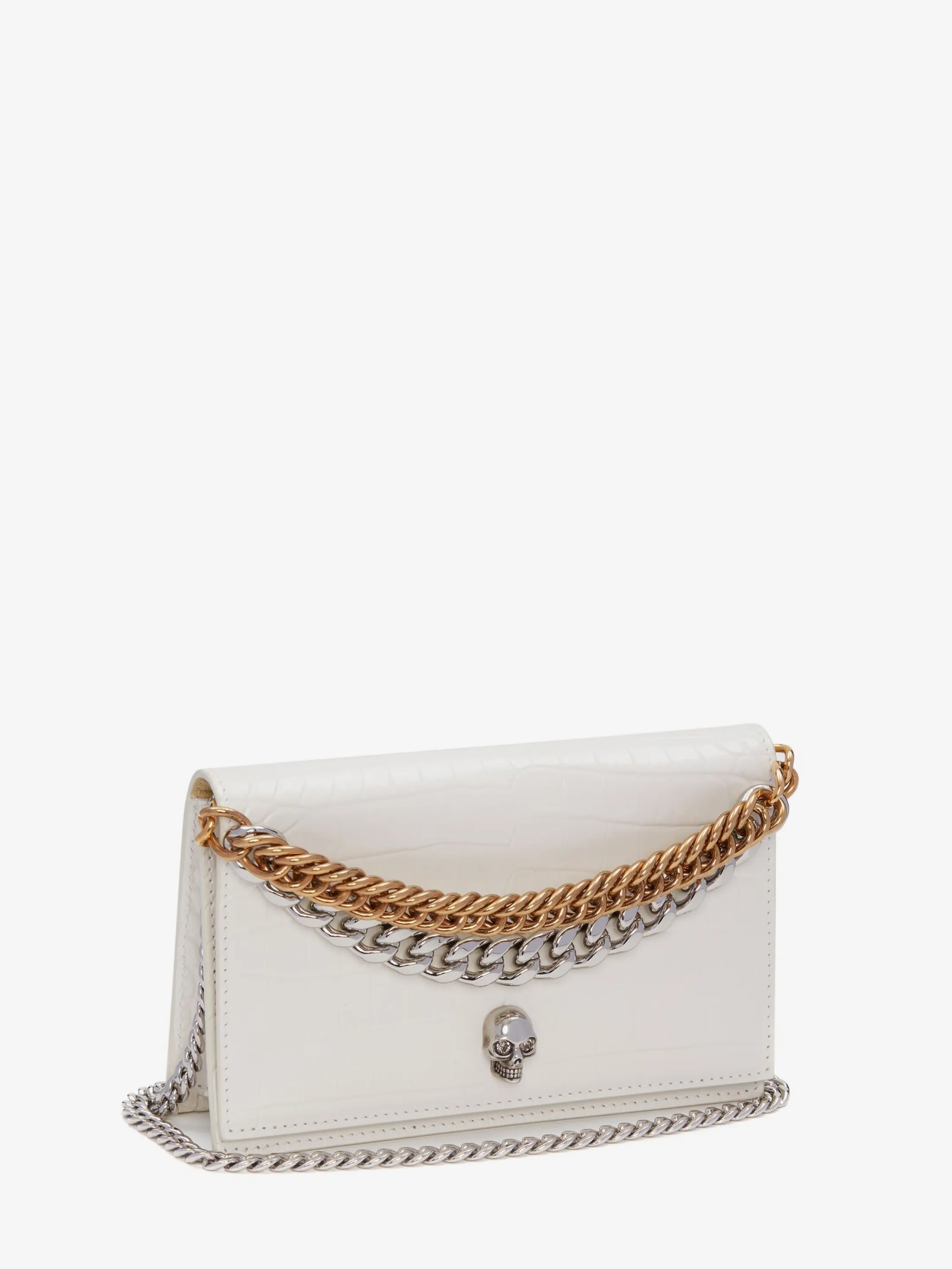 Store Alexander McQueen Women's Small Skull Bag With Chain in Ivory