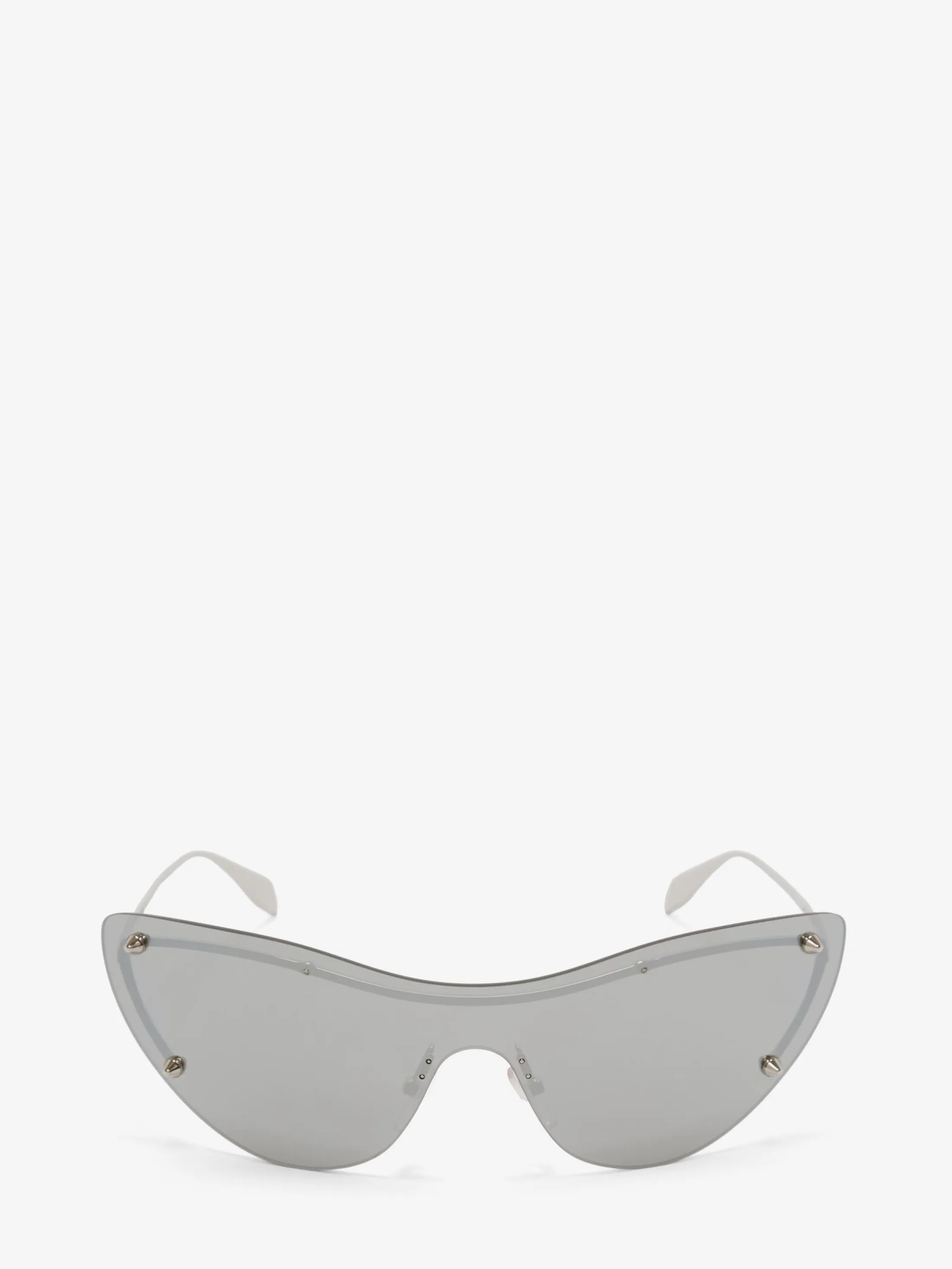 Best Alexander McQueen Women's Spike Studs Cat-eye Mask Sunglasses in Silver