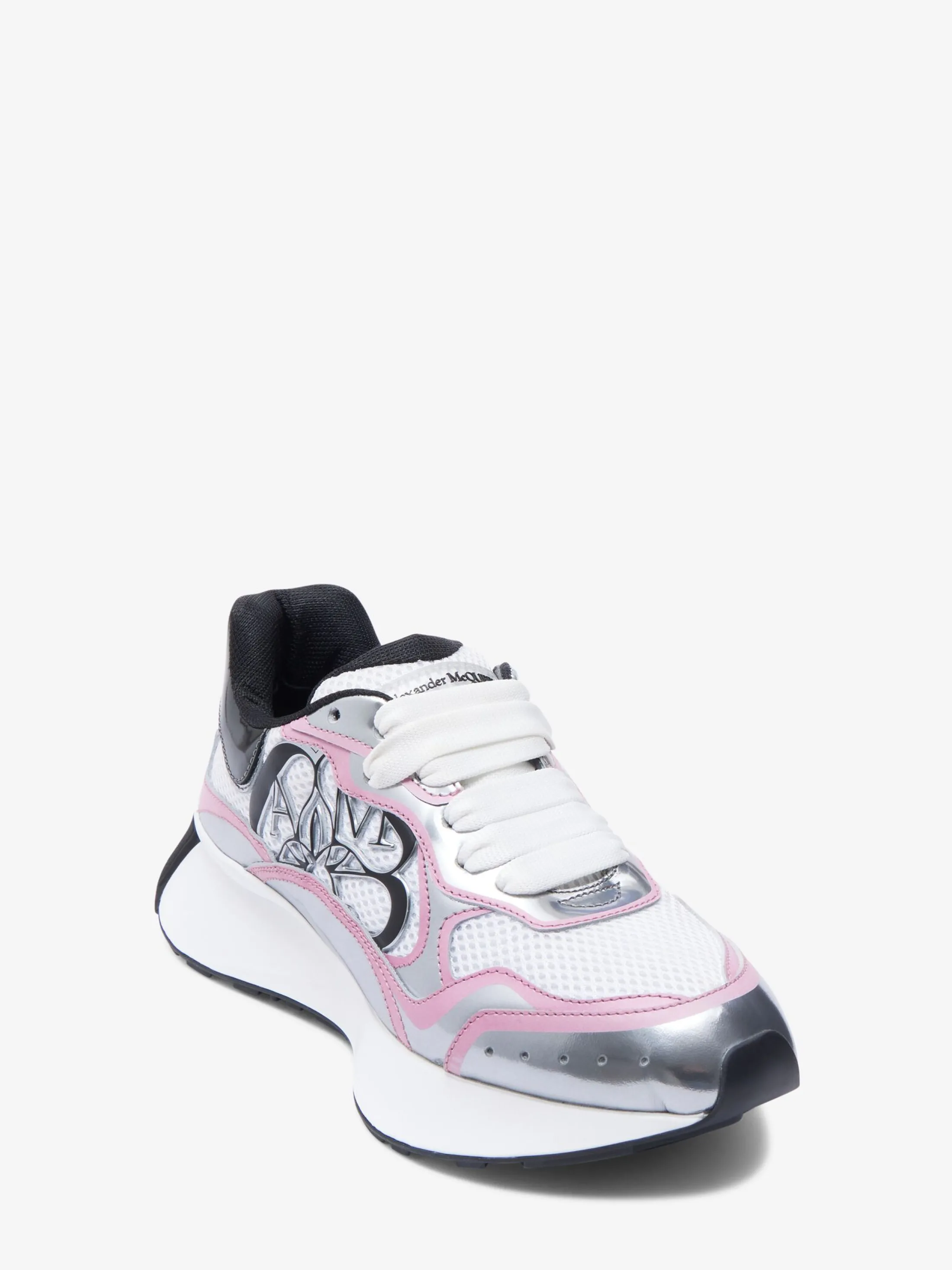 Flash Sale Alexander McQueen Women's Sprint Runner in White/Pale Pink/Black/Silver