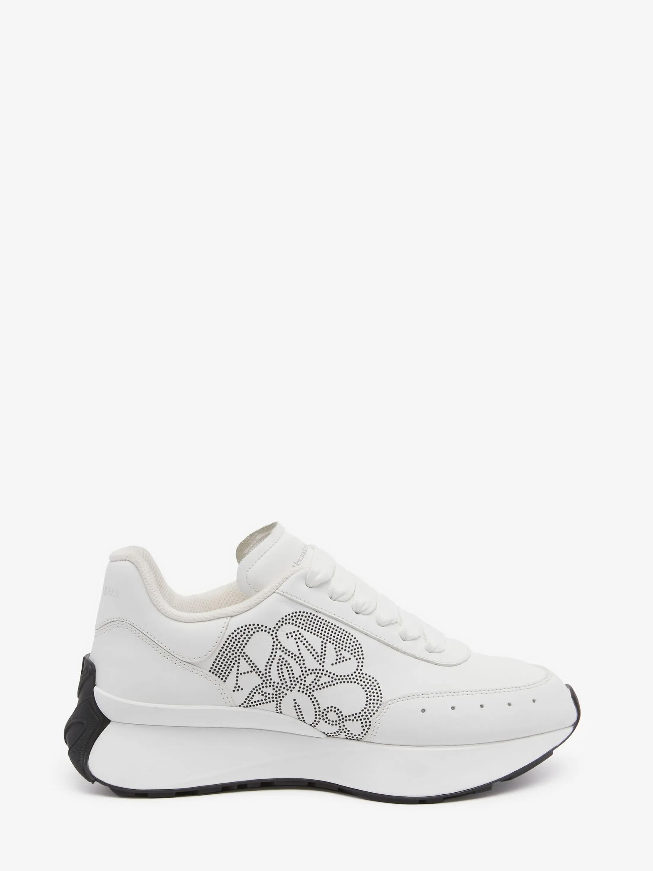 Cheap Alexander McQueen Women's Sprint Runner in White/Silver/Black