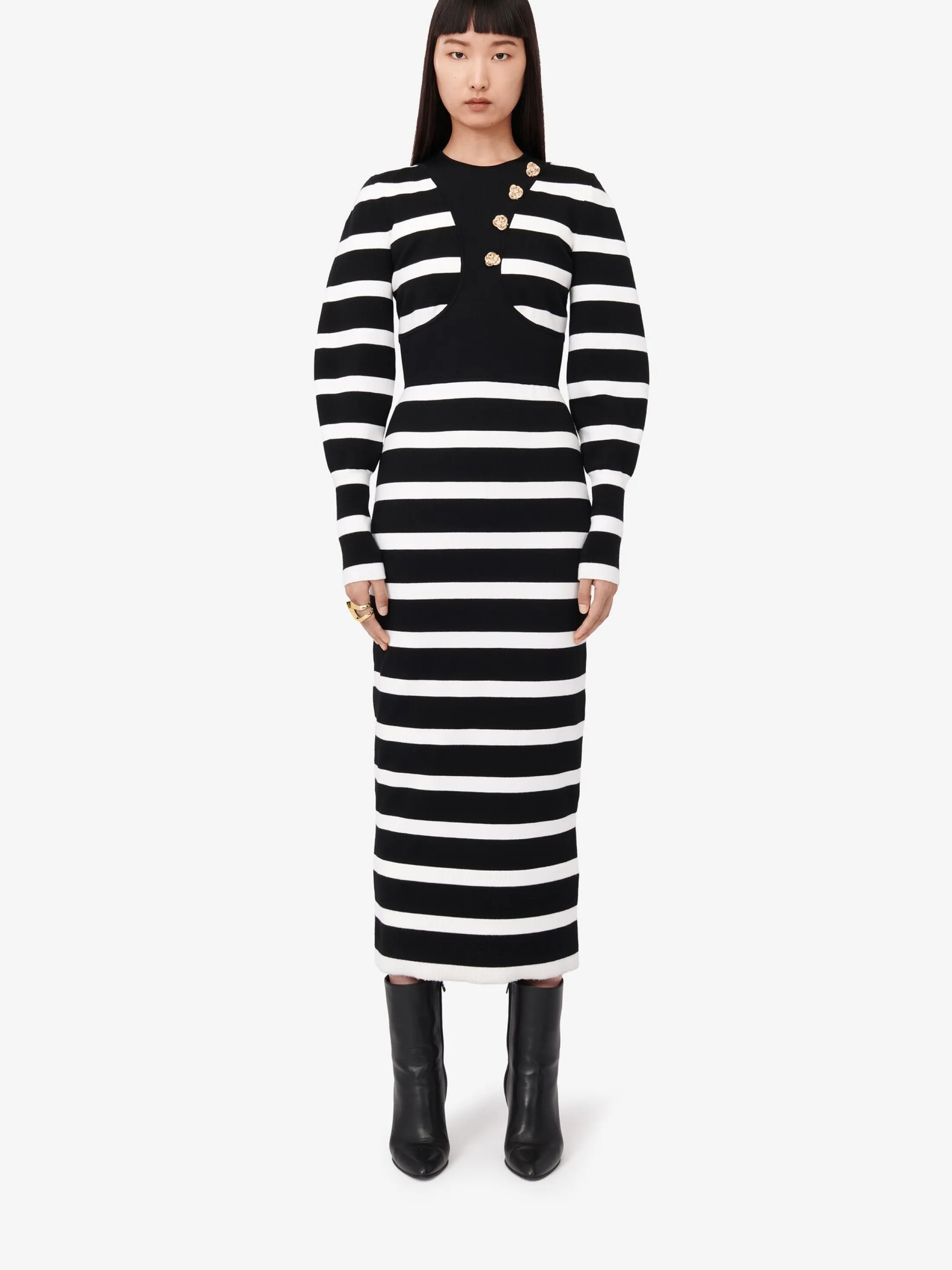 Cheap Alexander McQueen Women's Striped Pencil Dress in Black/Ivory