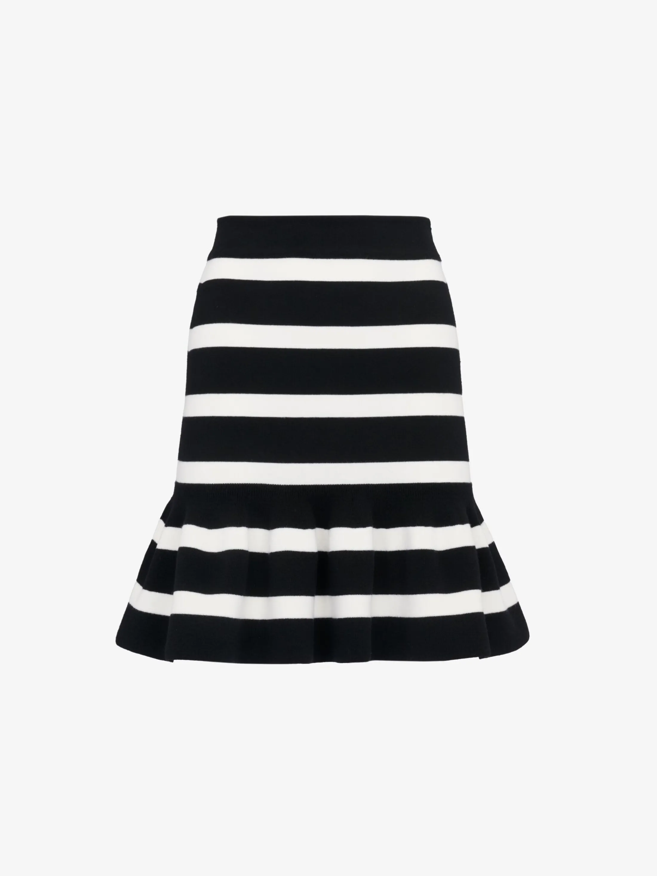 Fashion Alexander McQueen Women's Striped Ruffle Mini Skirt in Black/Ivory