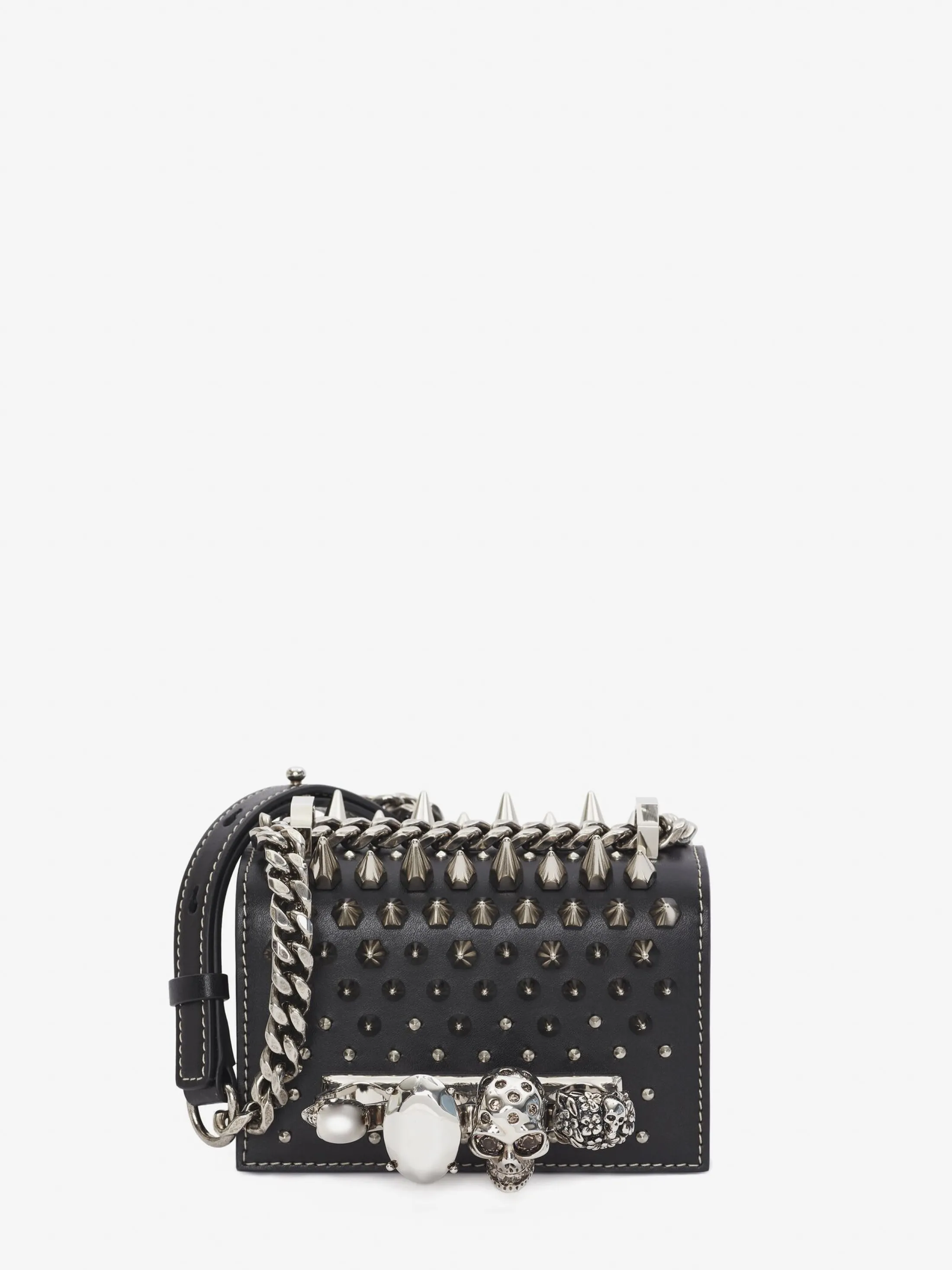 Best Sale Alexander McQueen Women's Studded Micro Jewelled Satchel in BLACK