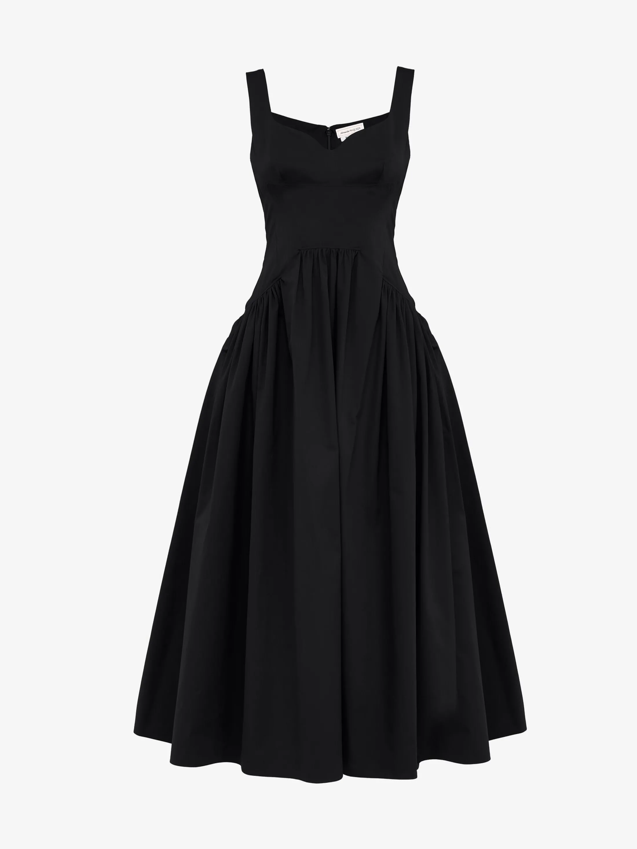 New Alexander McQueen Women's Sweetheart Neckline Midi Dress in Black