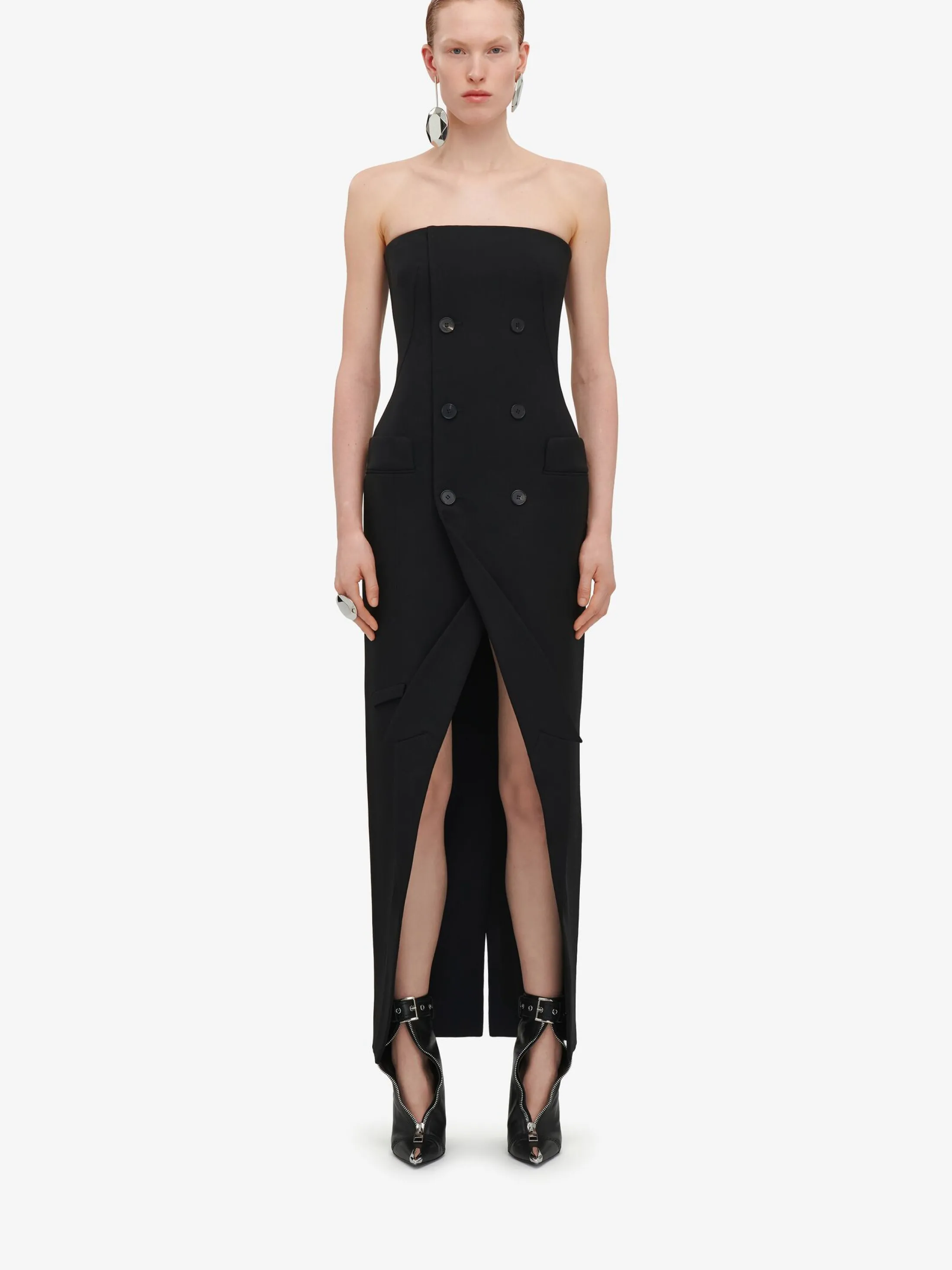 New Alexander McQueen Women's Tailored Bustier Dress in Black