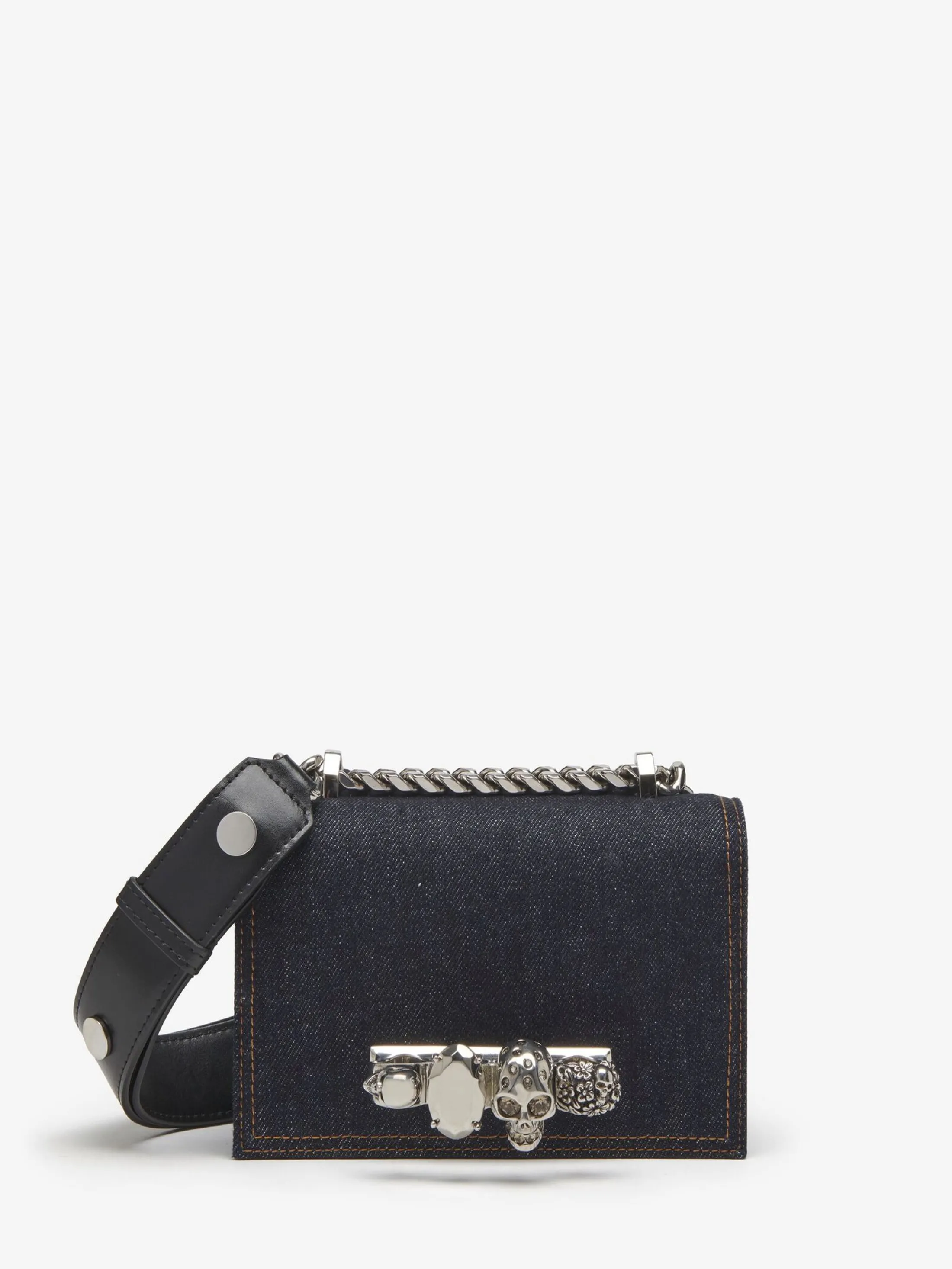 Best Alexander McQueen Women's The Biker Mini Jewelled Satchel in Denim