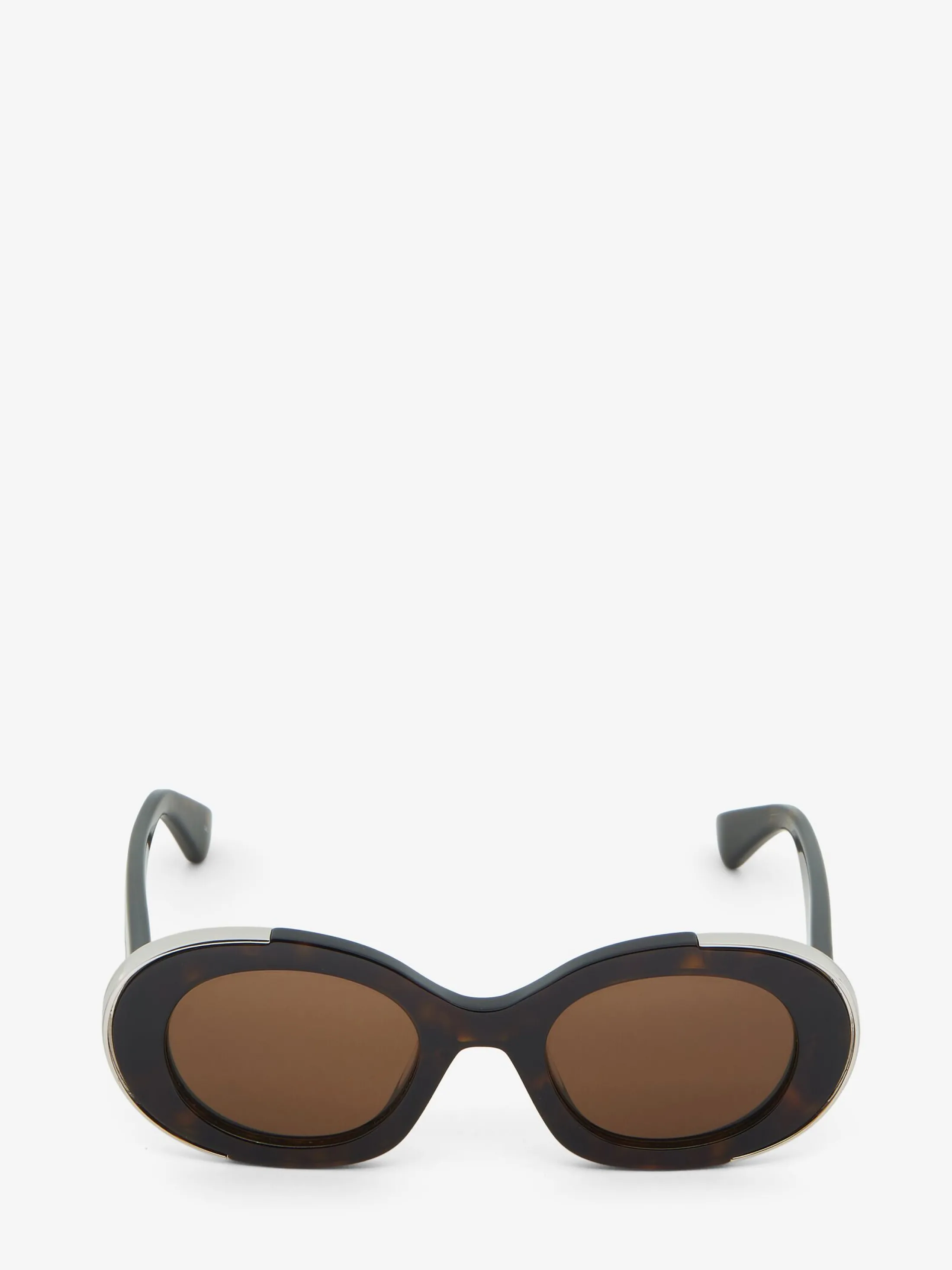 Online Alexander McQueen Women's The Grip Oval Sunglasses in Havana/Brown