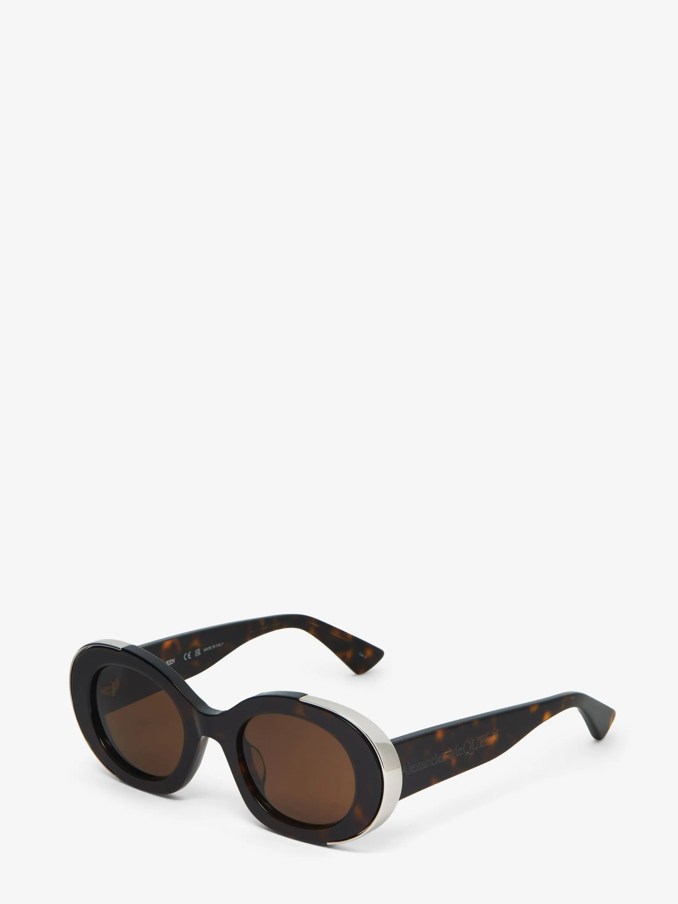 Online Alexander McQueen Women's The Grip Oval Sunglasses in Havana/Brown