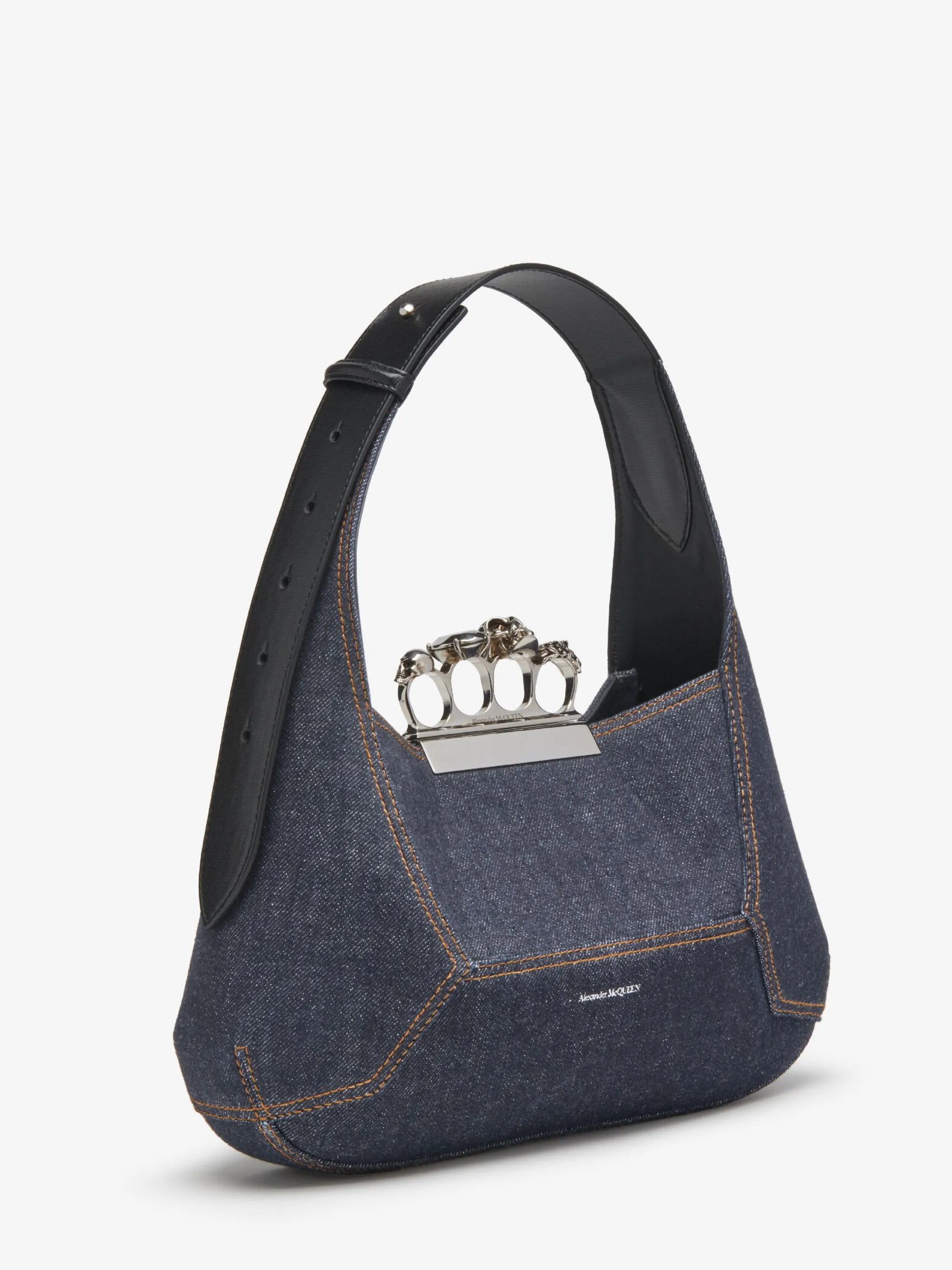 Discount Alexander McQueen Women's The Jewelled Hobo Bag in Denim