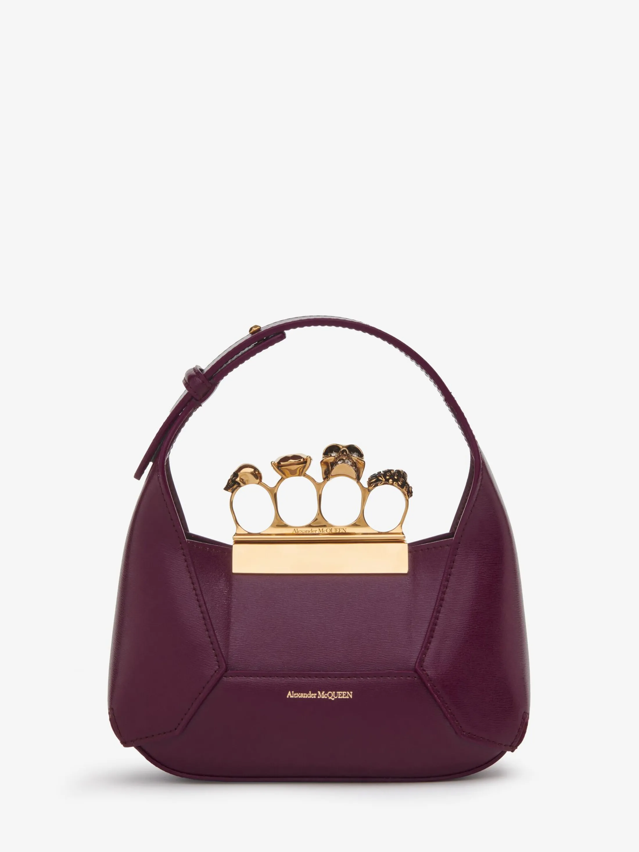 Shop Alexander McQueen Women's The Jewelled Hobo Mini Bag in Burgundy