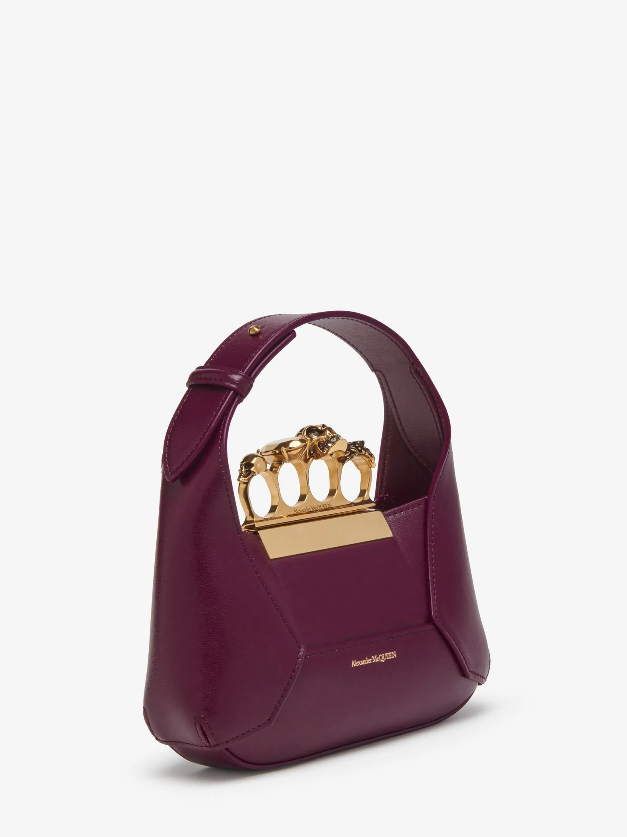 Shop Alexander McQueen Women's The Jewelled Hobo Mini Bag in Burgundy