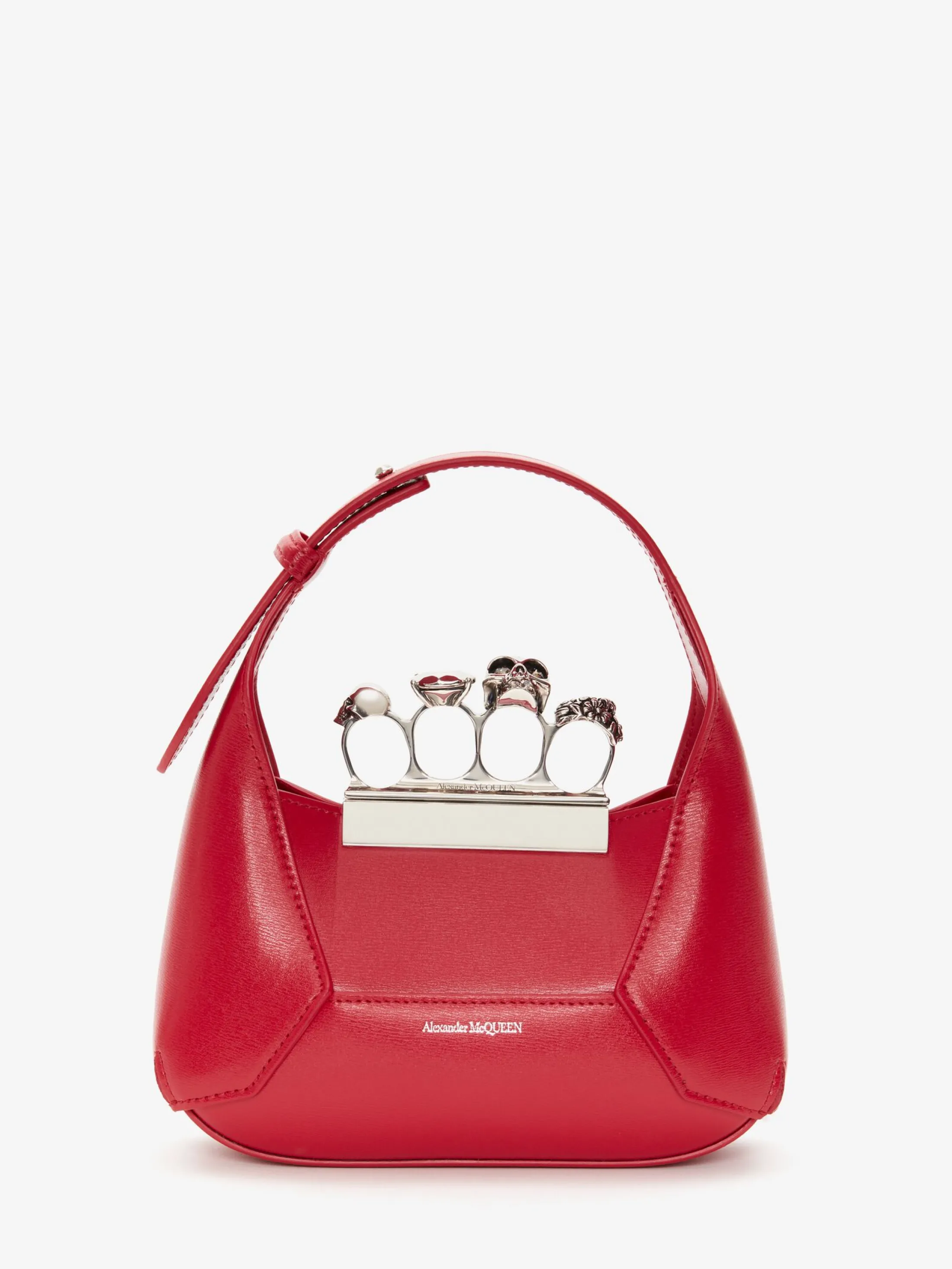 Store Alexander McQueen Women's The Jewelled Hobo Mini Bag in Welsh Red