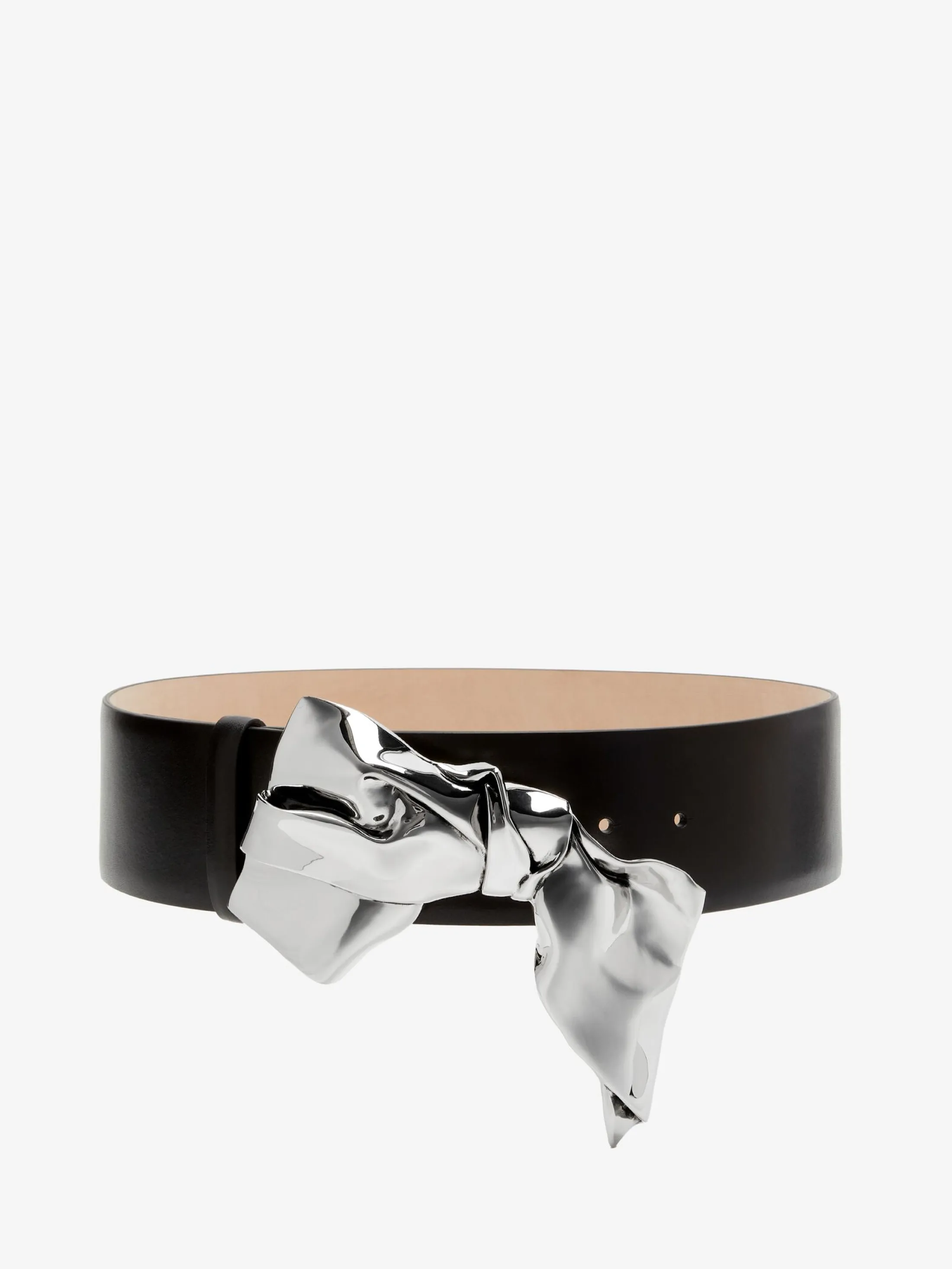 Online Alexander McQueen Women's The Metal Fold Belt in Black