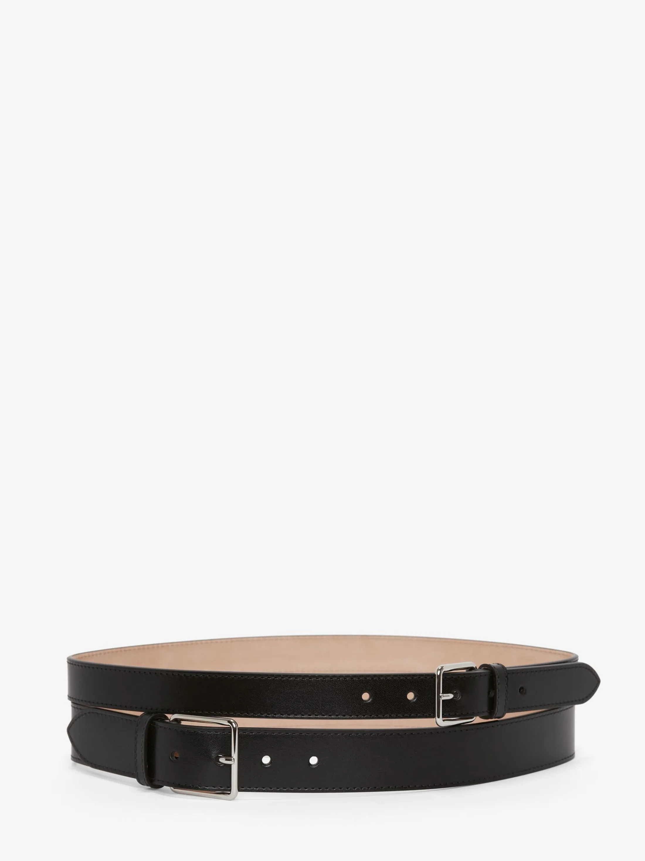 Shop Alexander McQueen Women's Thin Double Belt in Black