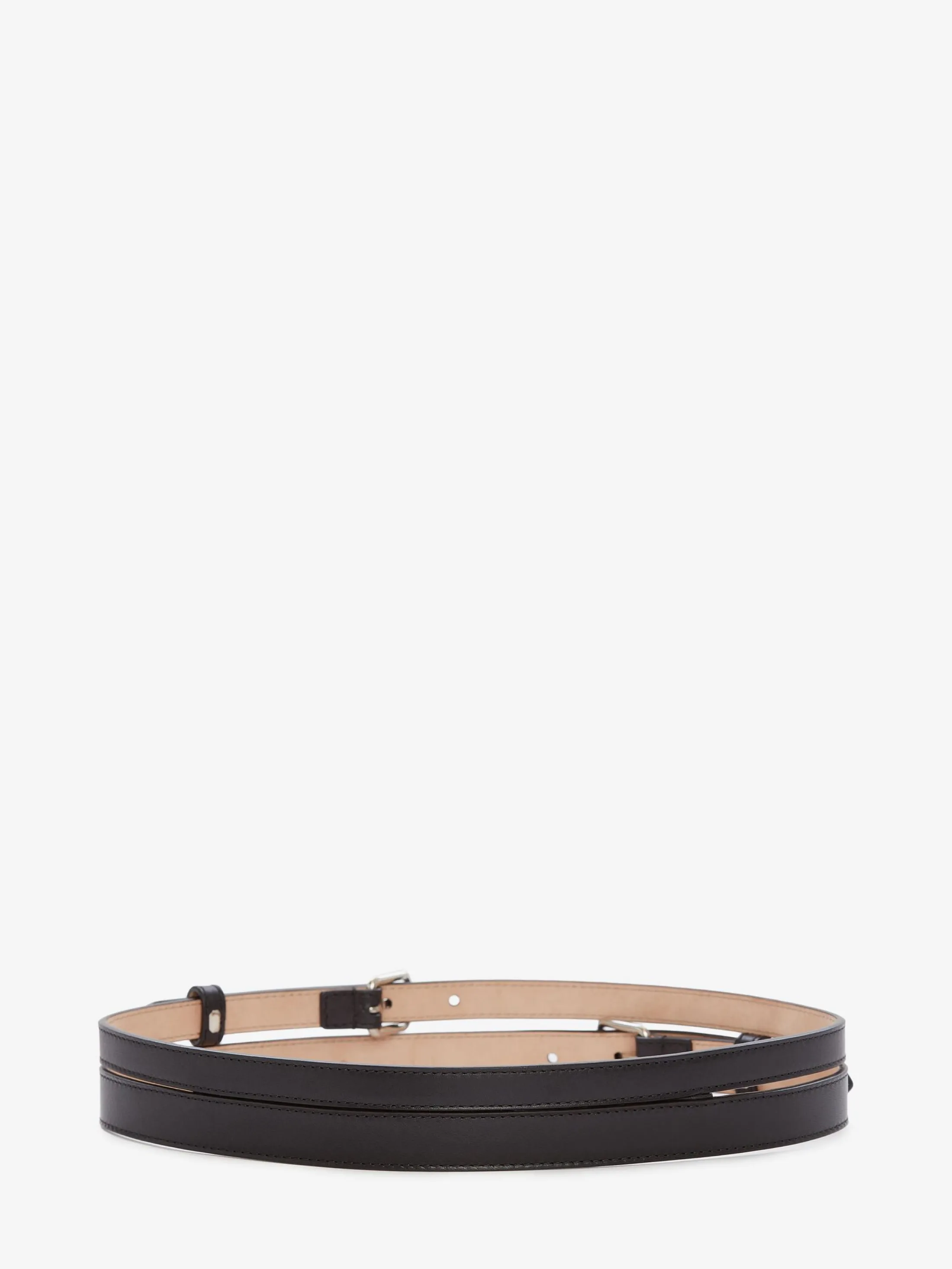 Cheap Alexander McQueen Women's Thin Double Belt in Black