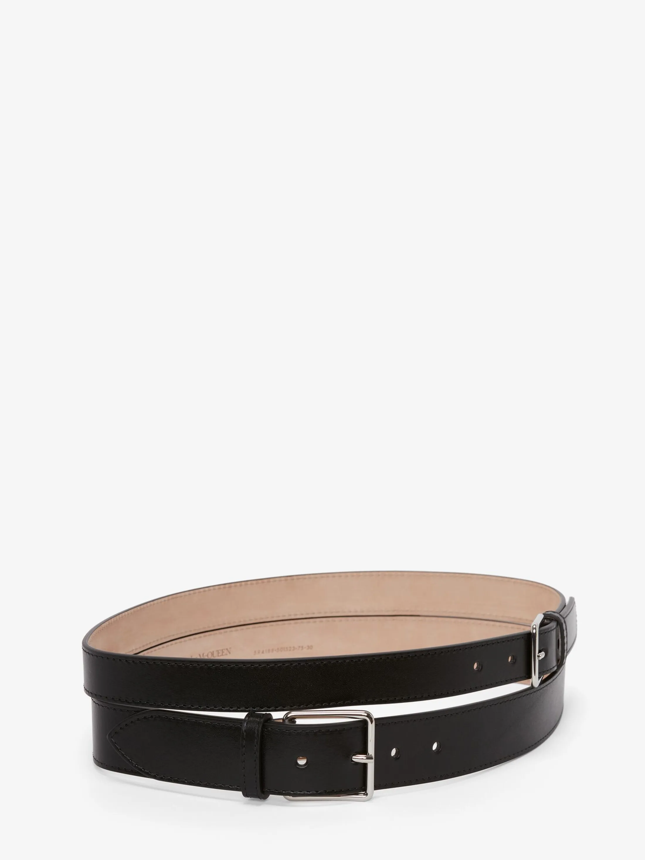 Shop Alexander McQueen Women's Thin Double Belt in Black