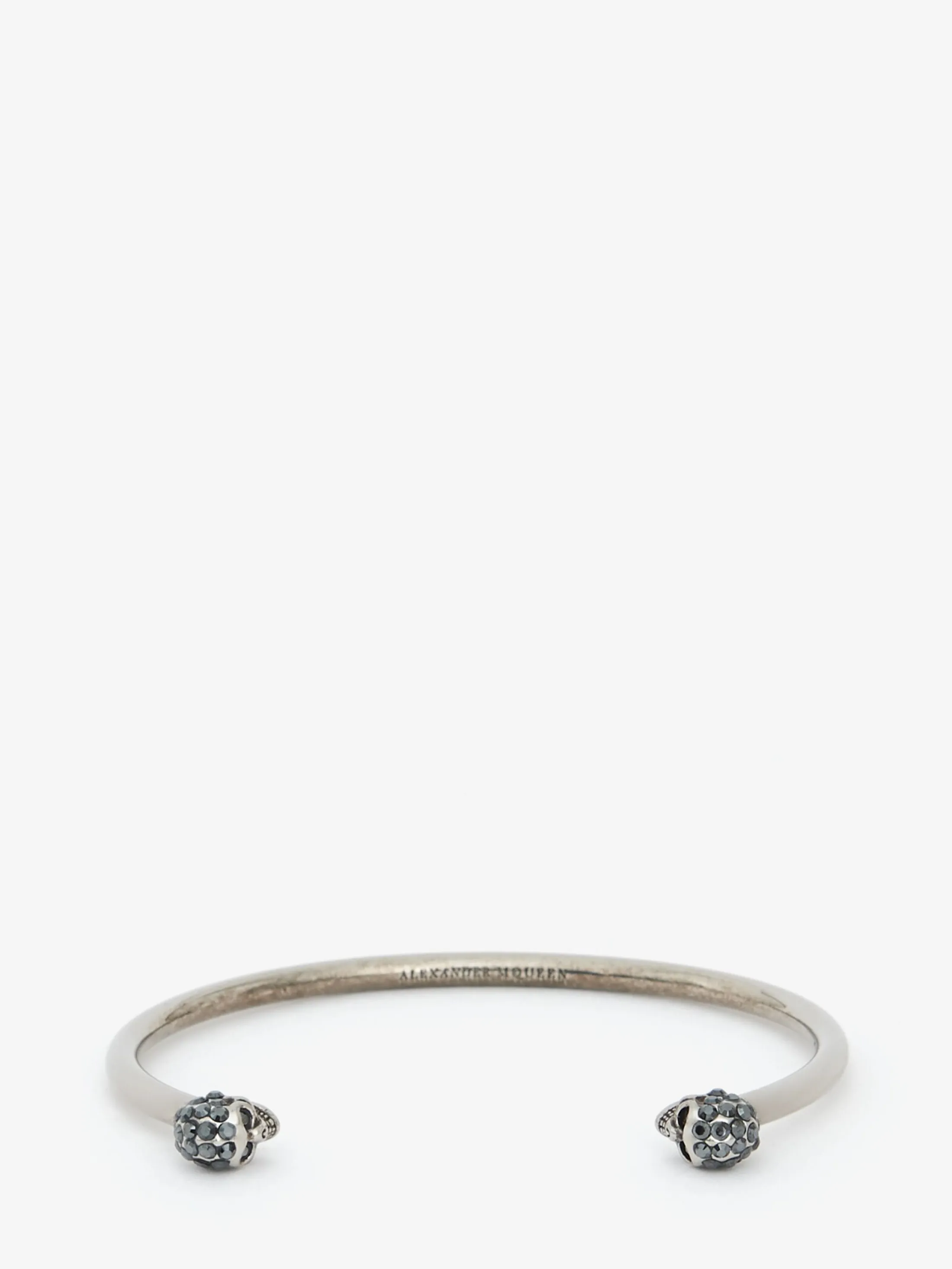 Store Alexander McQueen Women's Thin Twin Skull Bracelet in SILVER