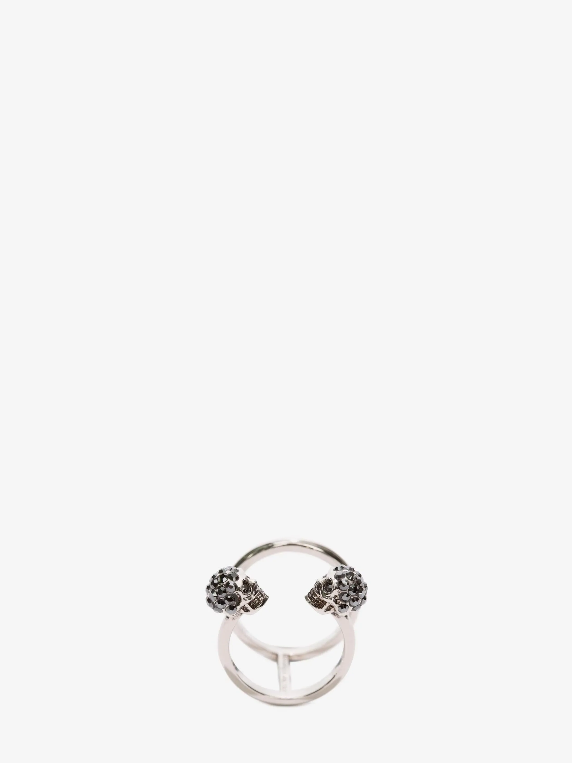 New Alexander McQueen Women's Twin Skull Double Ring in Silver