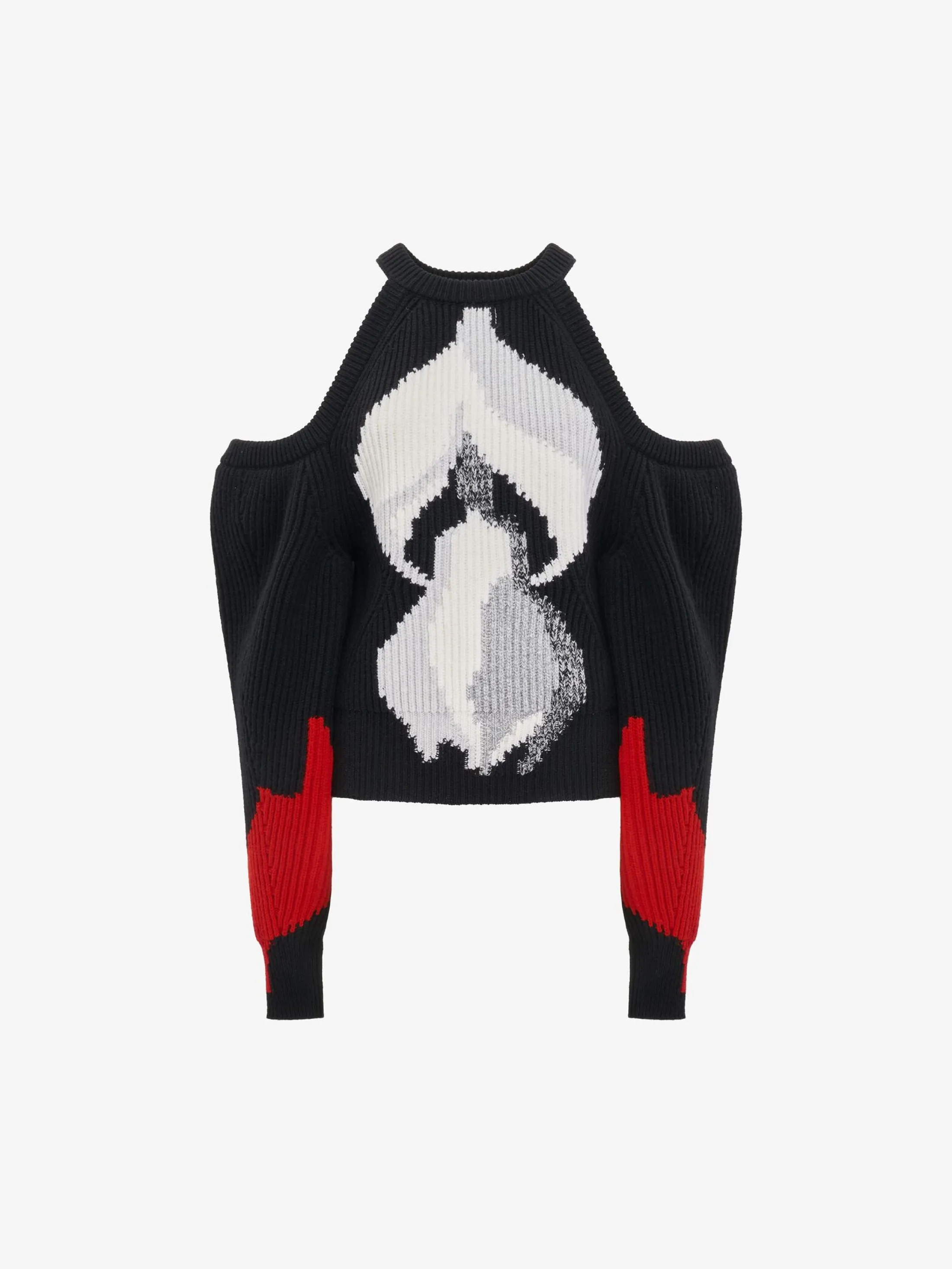 Shop Alexander McQueen Women's Upside-down Orchid Jumper in Black/Red/Grey