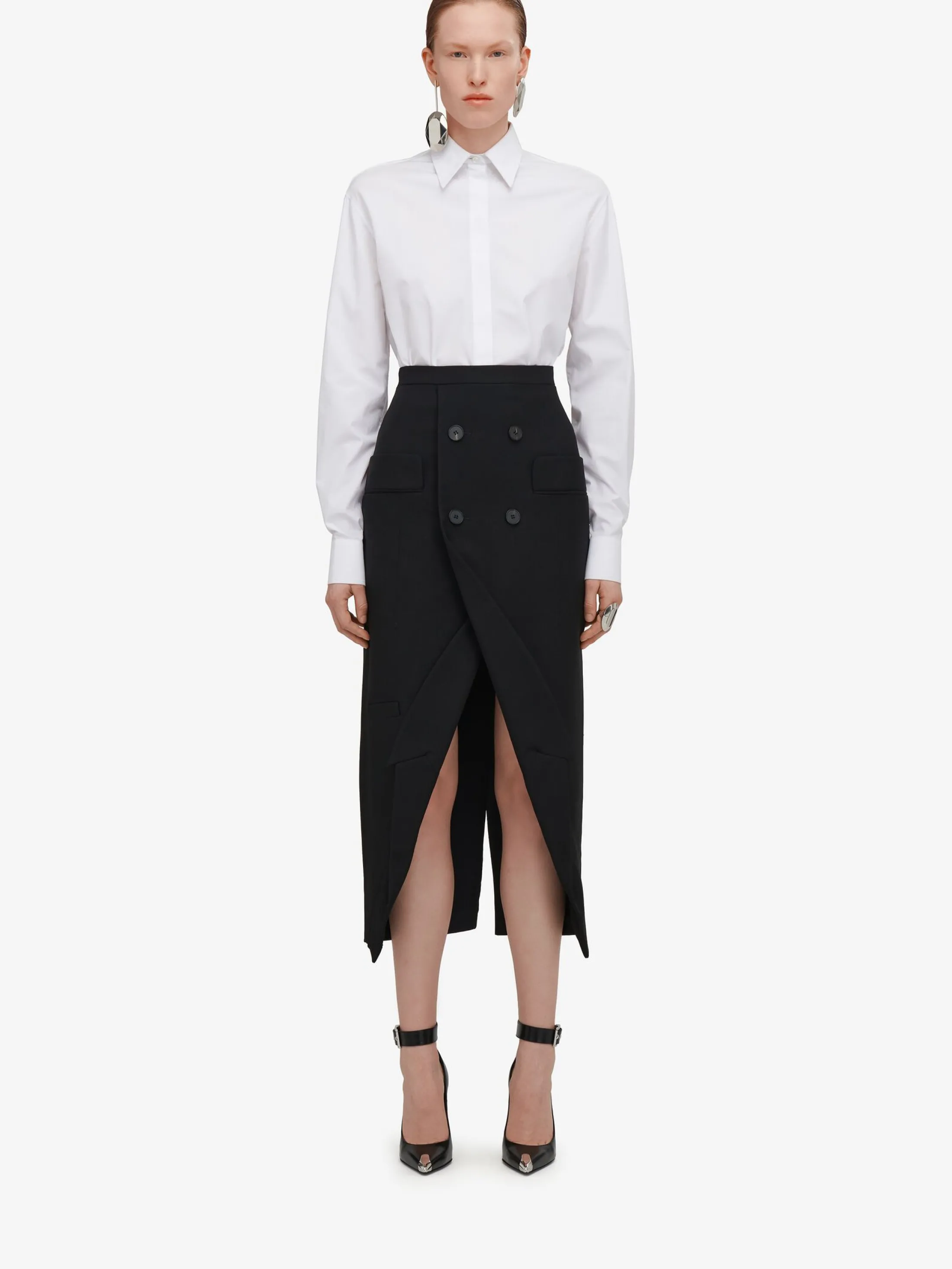 Best Sale Alexander McQueen Women's Upside-down Slashed Skirt in Black