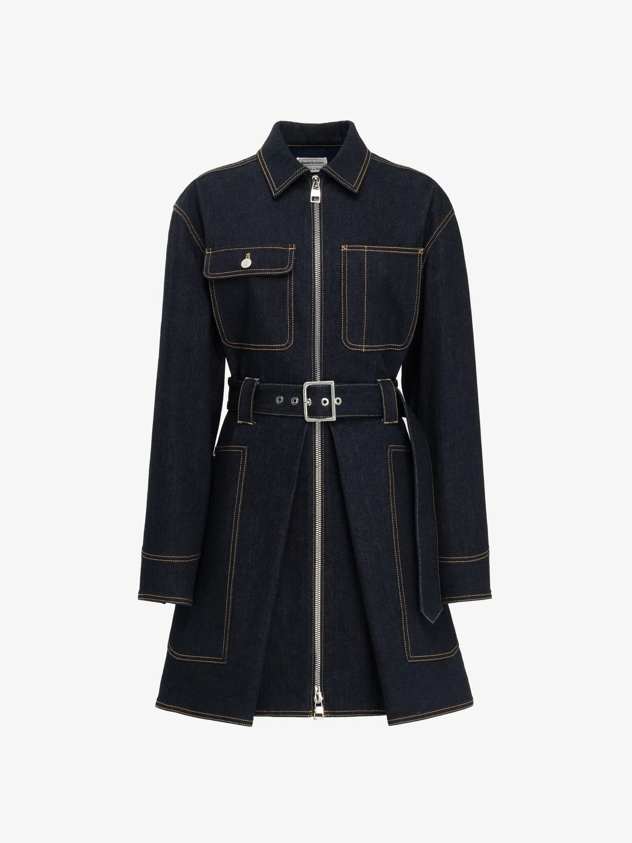 Online Alexander McQueen Women's Utility Denim Mini Dress in Indigo