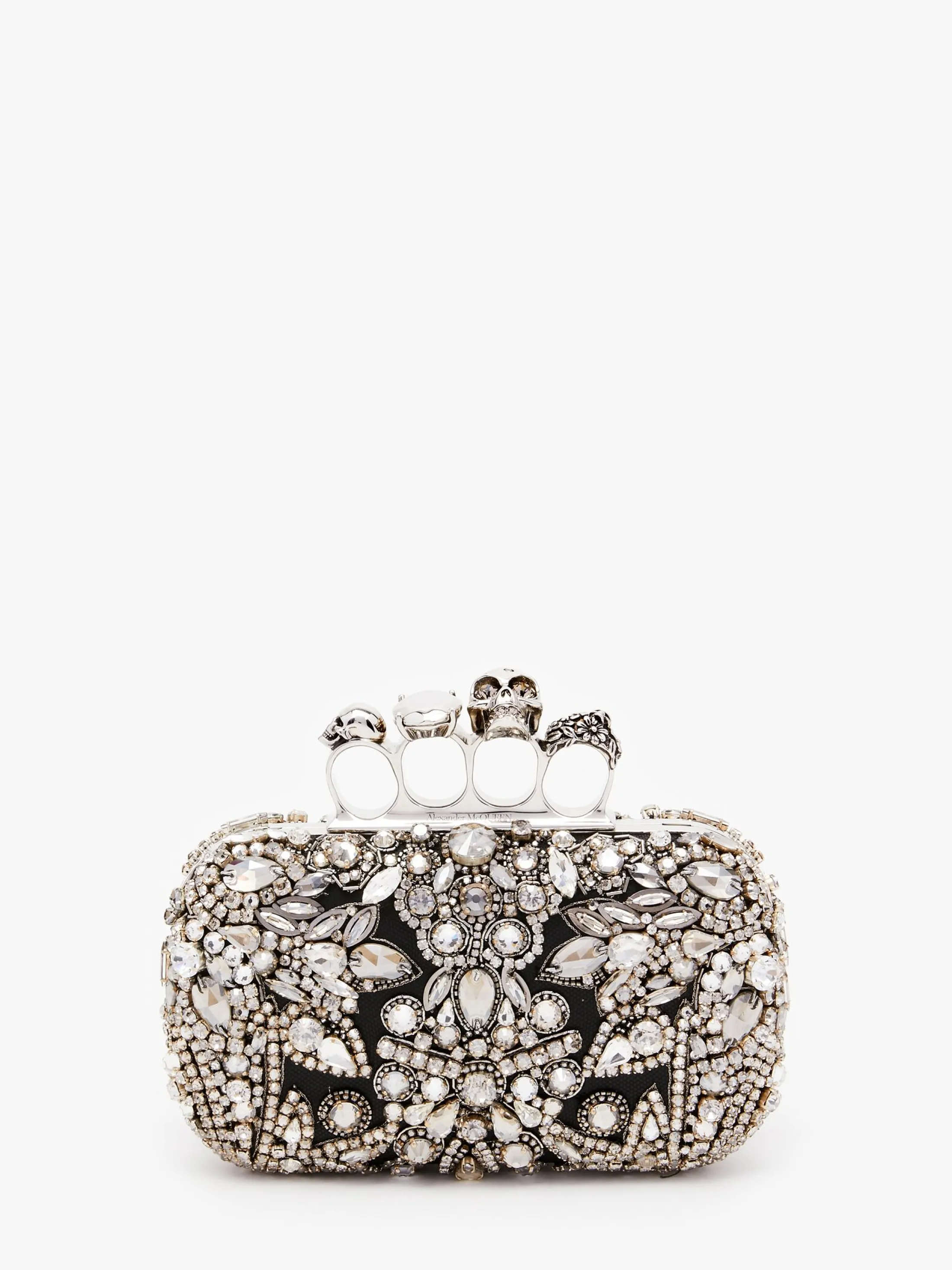 Discount Alexander McQueen Women's Victorian Jewel Knuckle Clutch in Silver