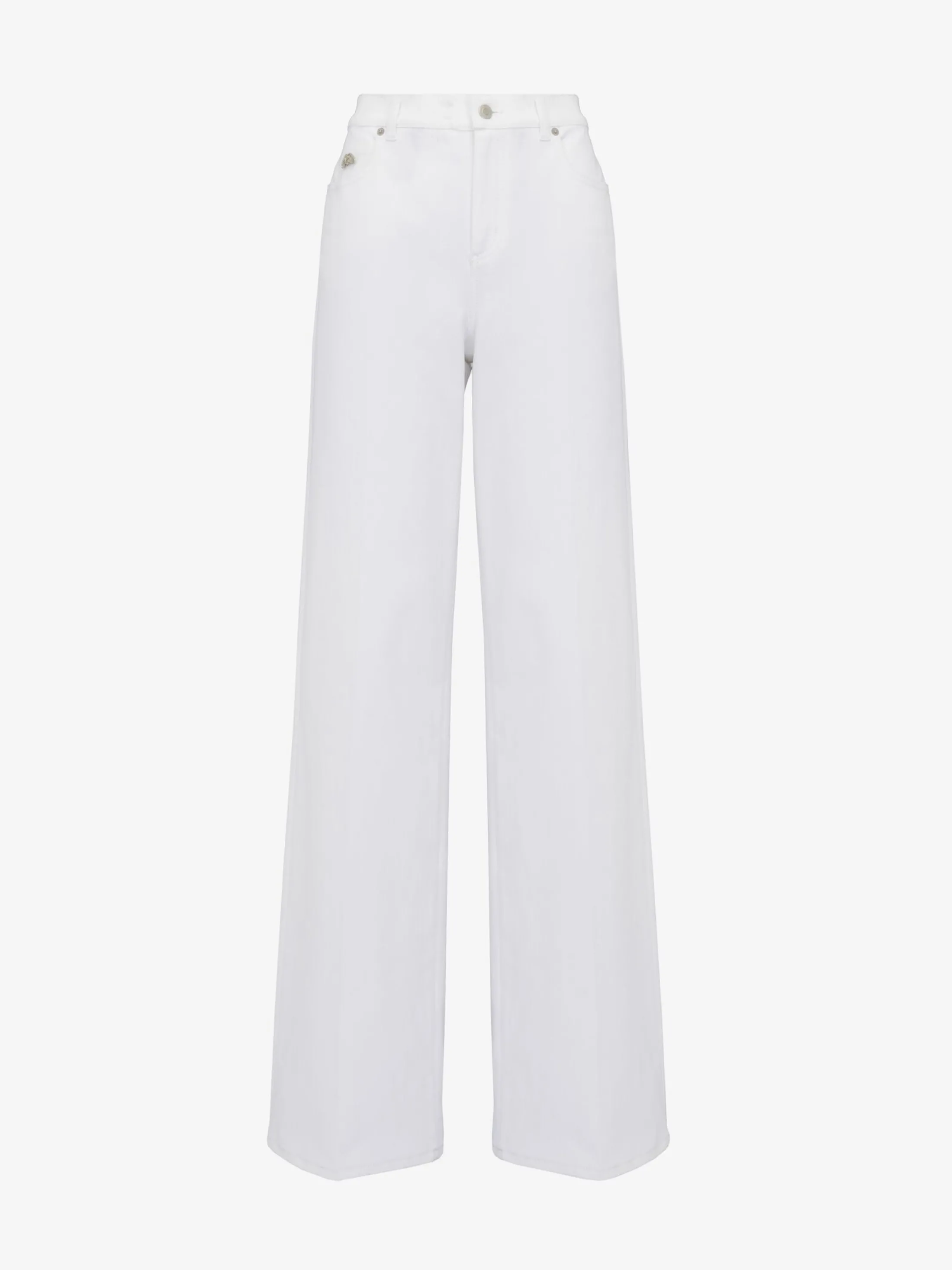 Outlet Alexander McQueen Women's Wide Leg Jeans in Optic White