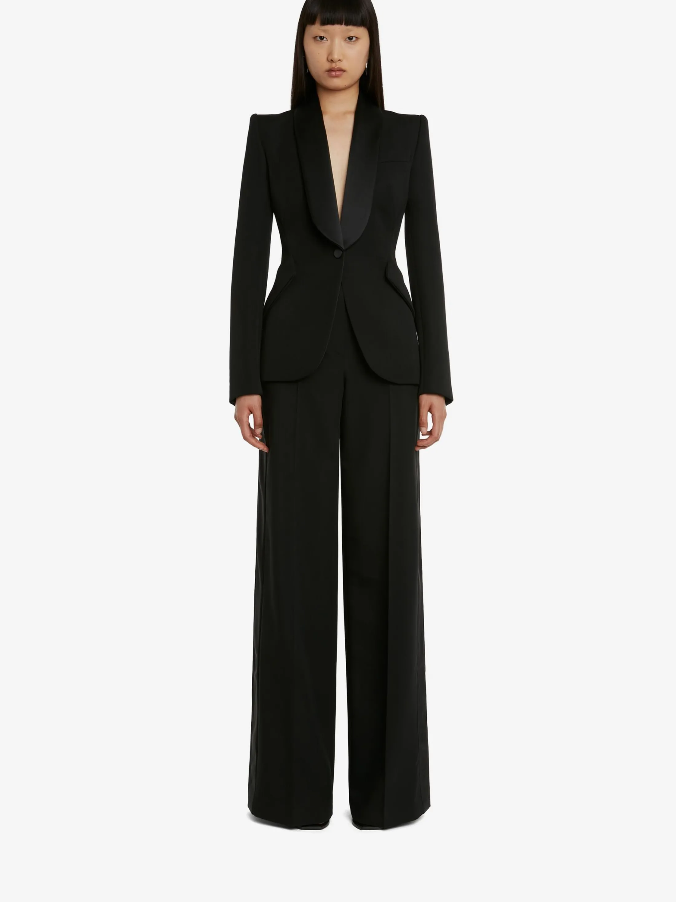 Best Sale Alexander McQueen Women's Wide Leg Trousers in Black