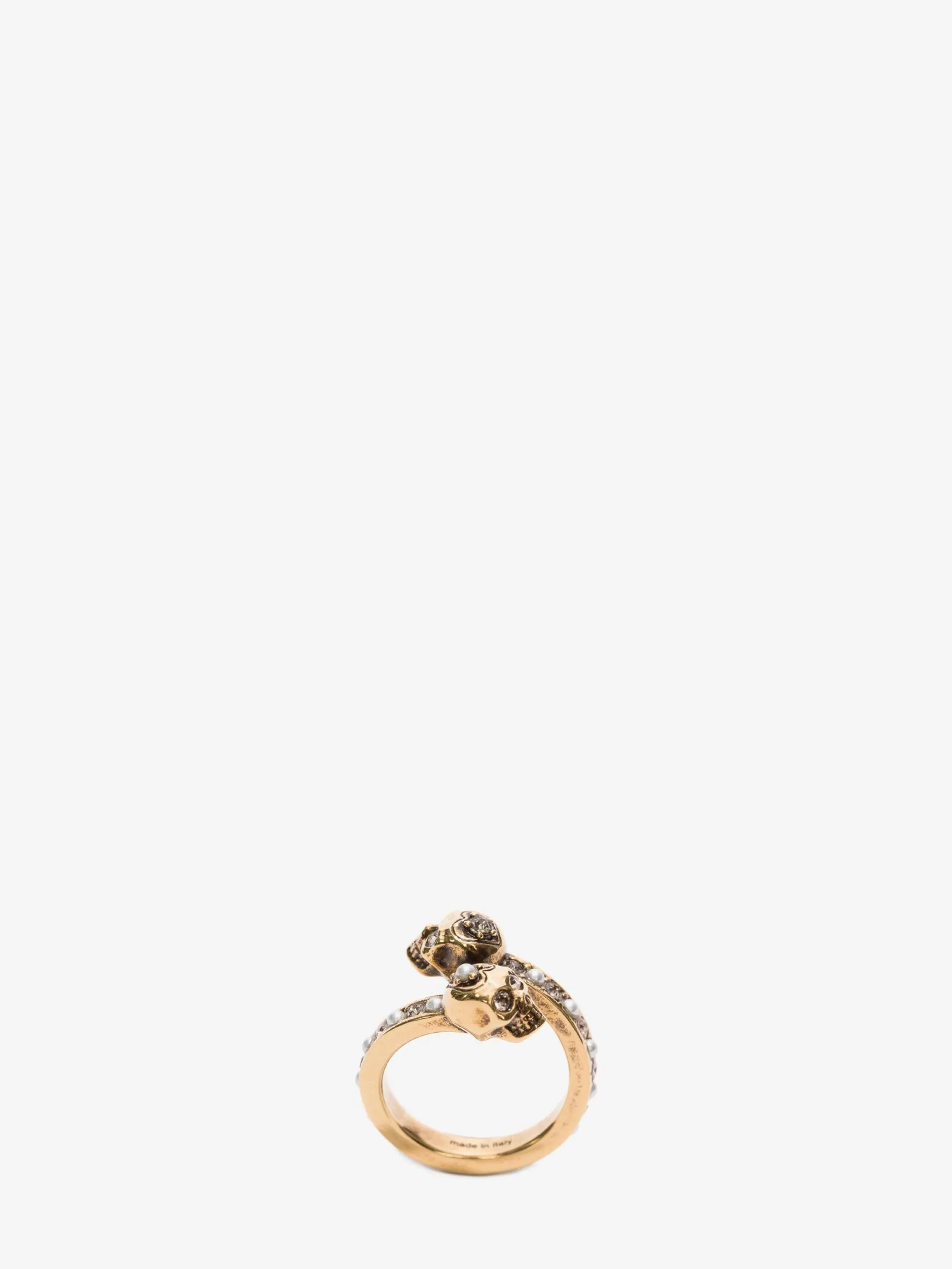 Store Alexander McQueen Women's Wrap-around Skull Ring in Gold